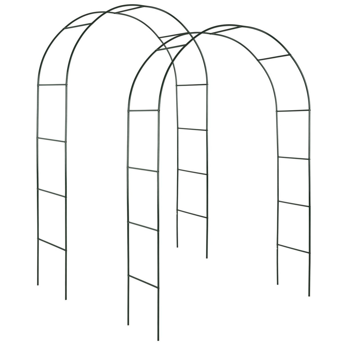 tectake Lot de 2 arches de jardin à roses en acier vert