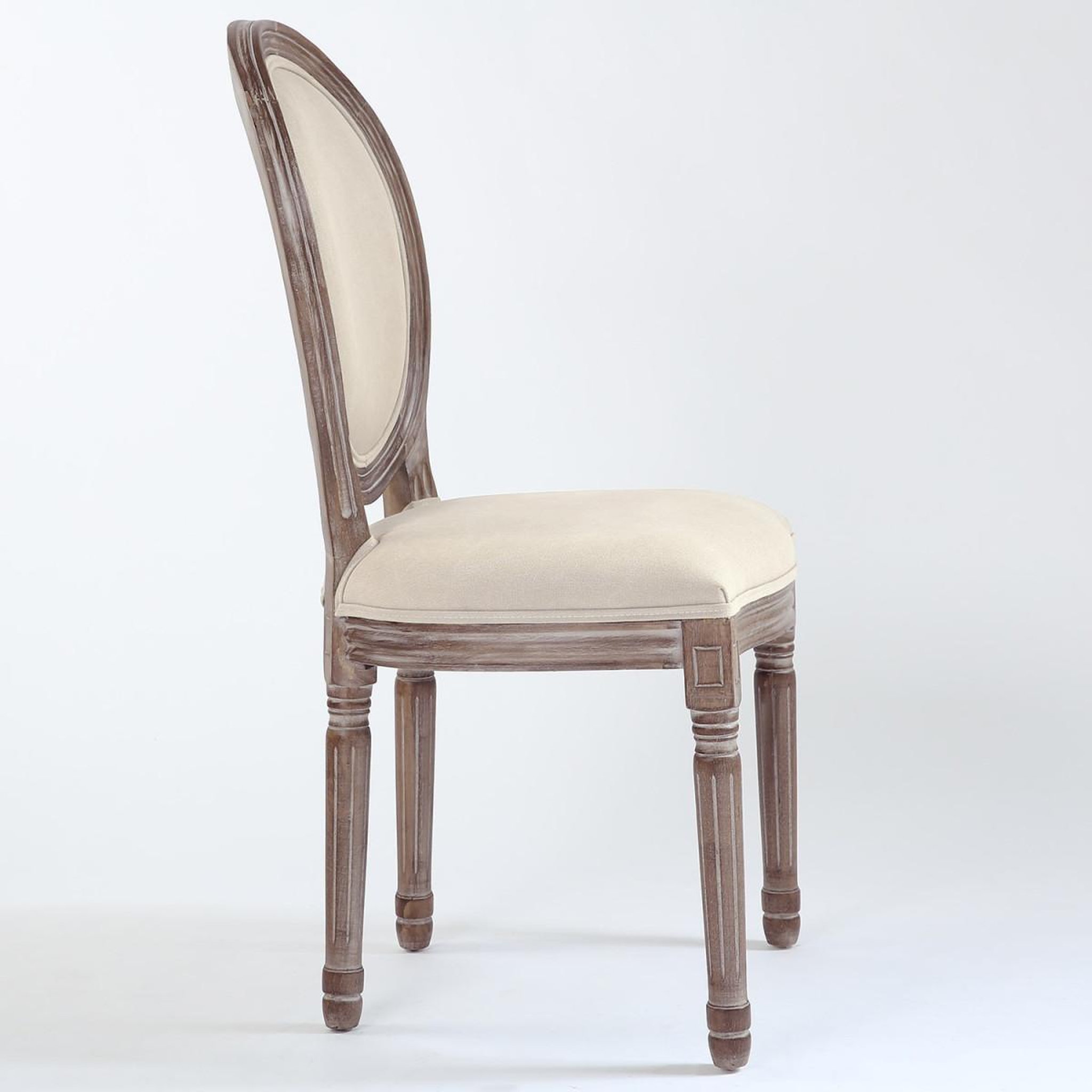 Voir la diapositive 3 : Paris Prix Lot de 2 chaises médaillon tissu  versailles  96cm beige