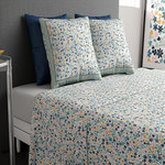 ATELIER DU COTON Parure de drap 100% coton 57fils mani. Coloris disponibles : Bleu