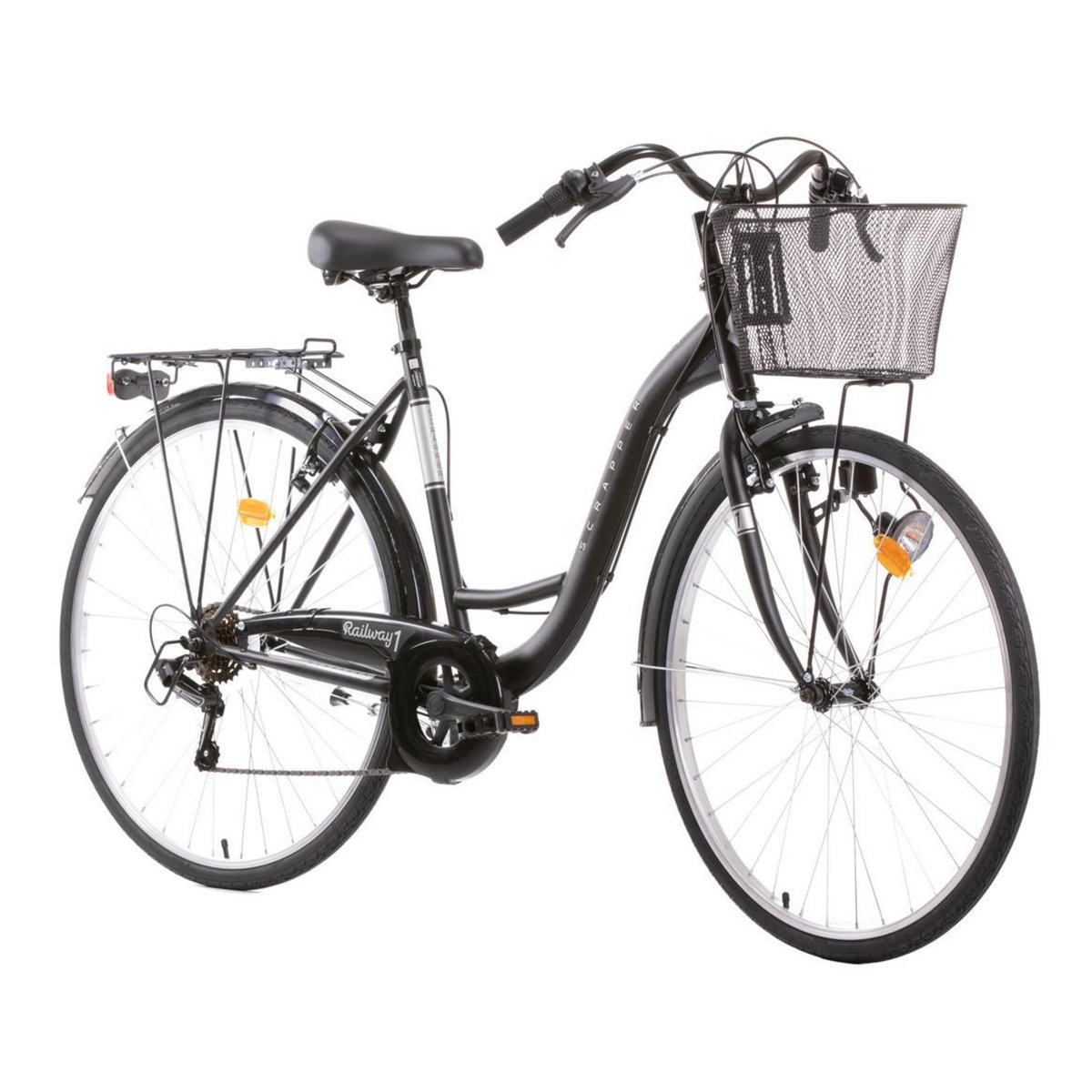 SCRAPPER Vélo de ville 26'' Rétro  Scrapper Railway 1 LDT Vintage   - 6 vitesses - Enjambement bas – Freins V-Brake - Shimano -  Equipé City