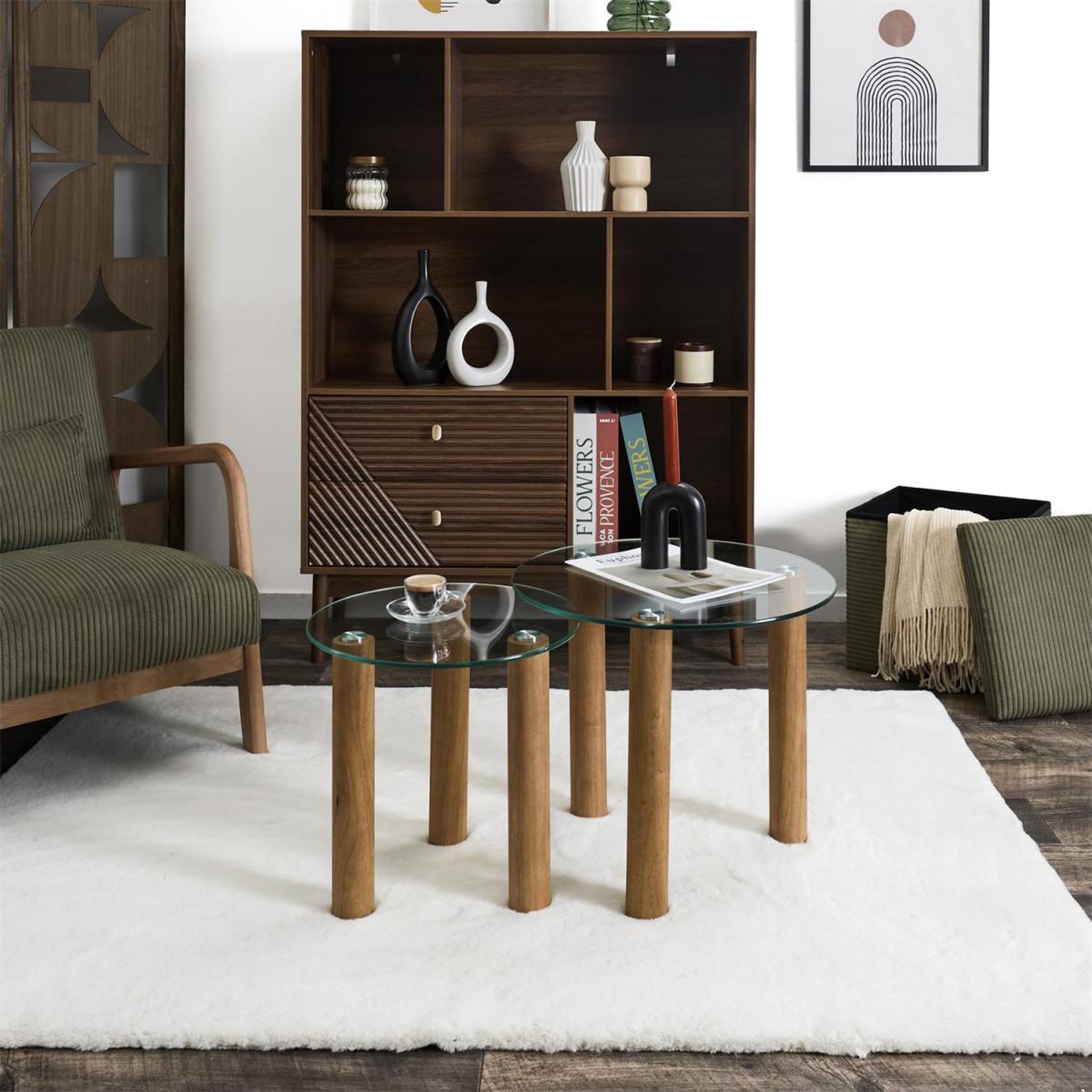 Voir la diapositive 5 : The Home Deco Factory Lot de 2 tables gigognes en verre  clara  50cm transparent