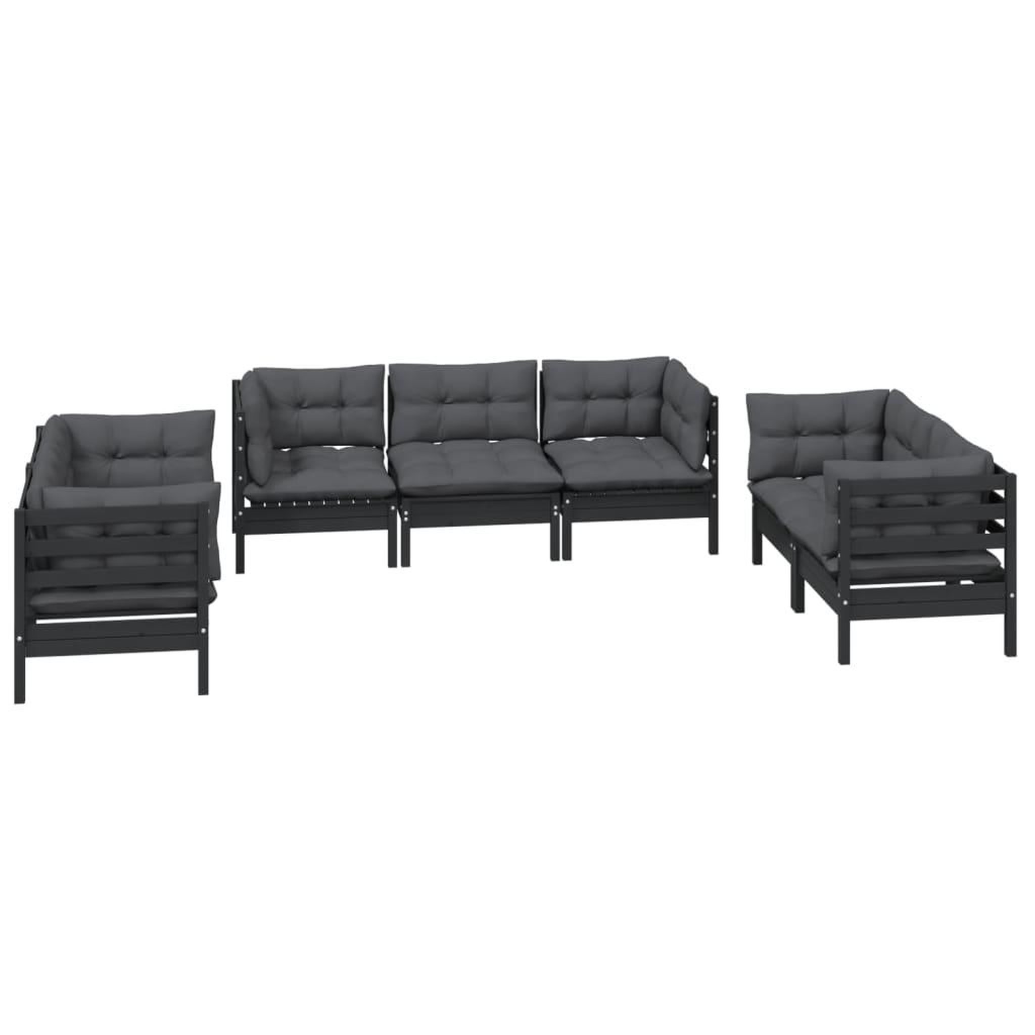 Voir la diapositive 3 : VIDAXL Salon de jardin 7 pcs avec coussins bois de pin massif