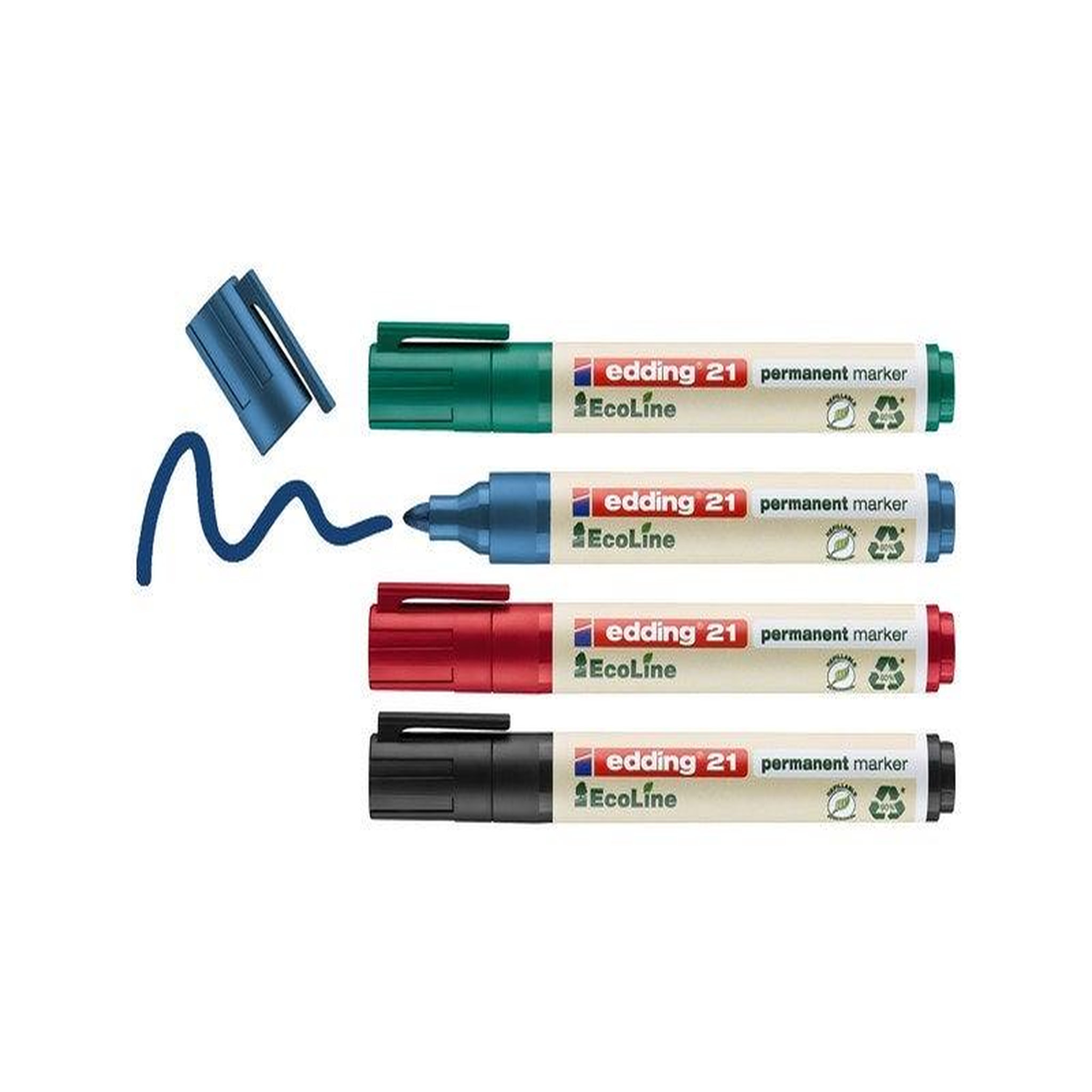 CENTRALE BRICO Lot de marqueurs permanents 4 couleurs EDDING ECOLINE 21