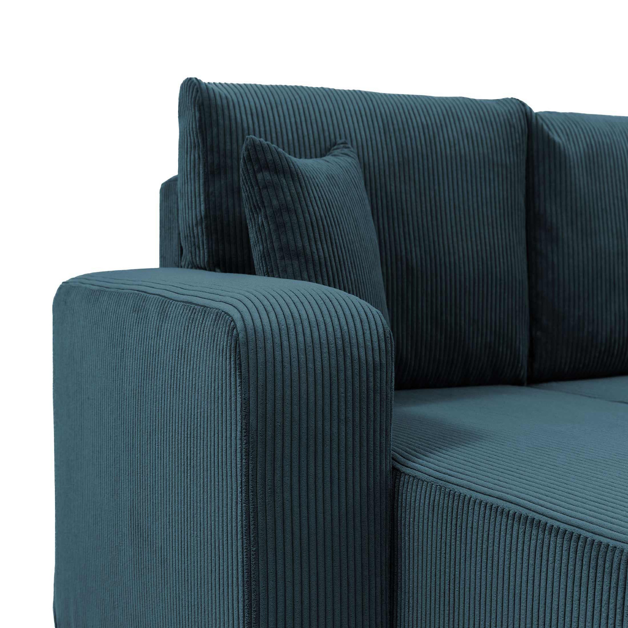 Voir la diapositive 4 : BEST MOBILIER Artemisa - canapé panoramique en u - 7 places - convertible avec coffre - en velours côtelé