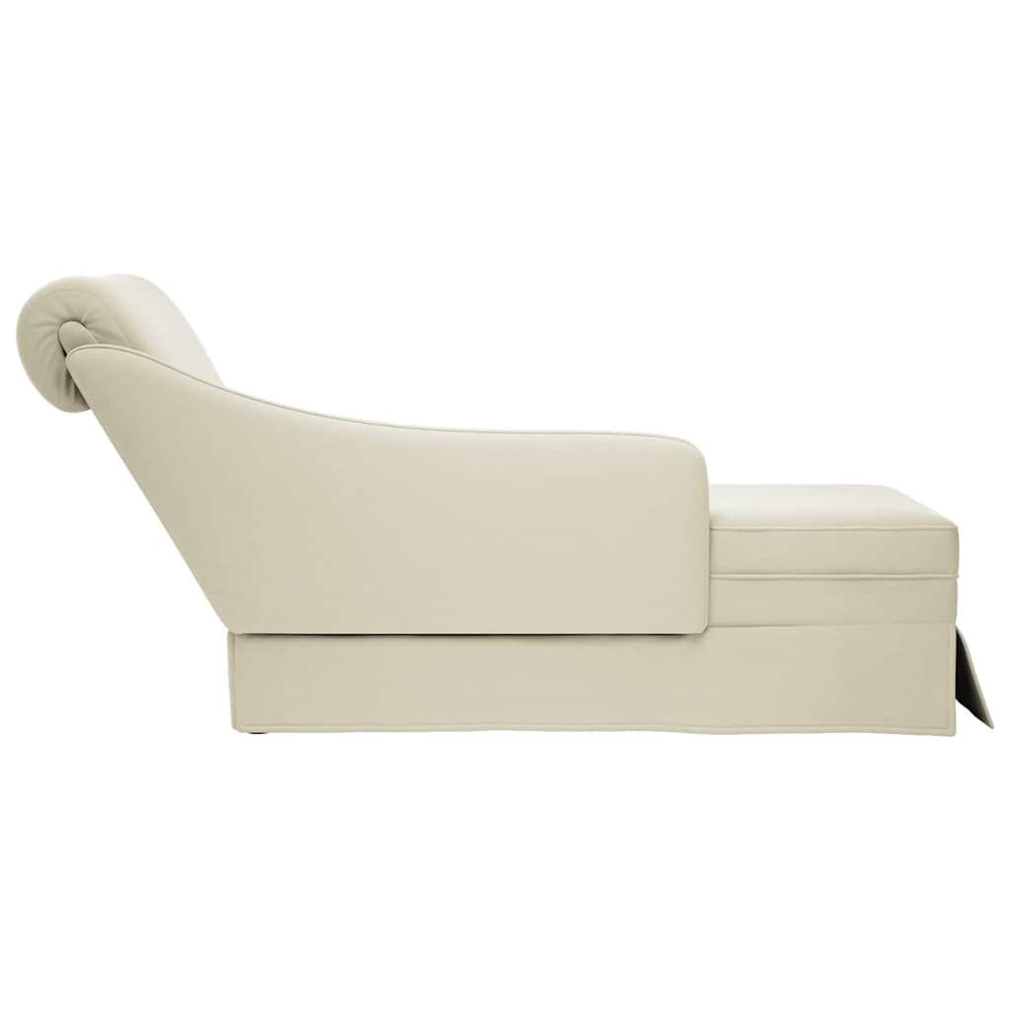 Voir la diapositive 5 : VIDAXL Fauteuil long avec traversin et accoudoir droit creme velours