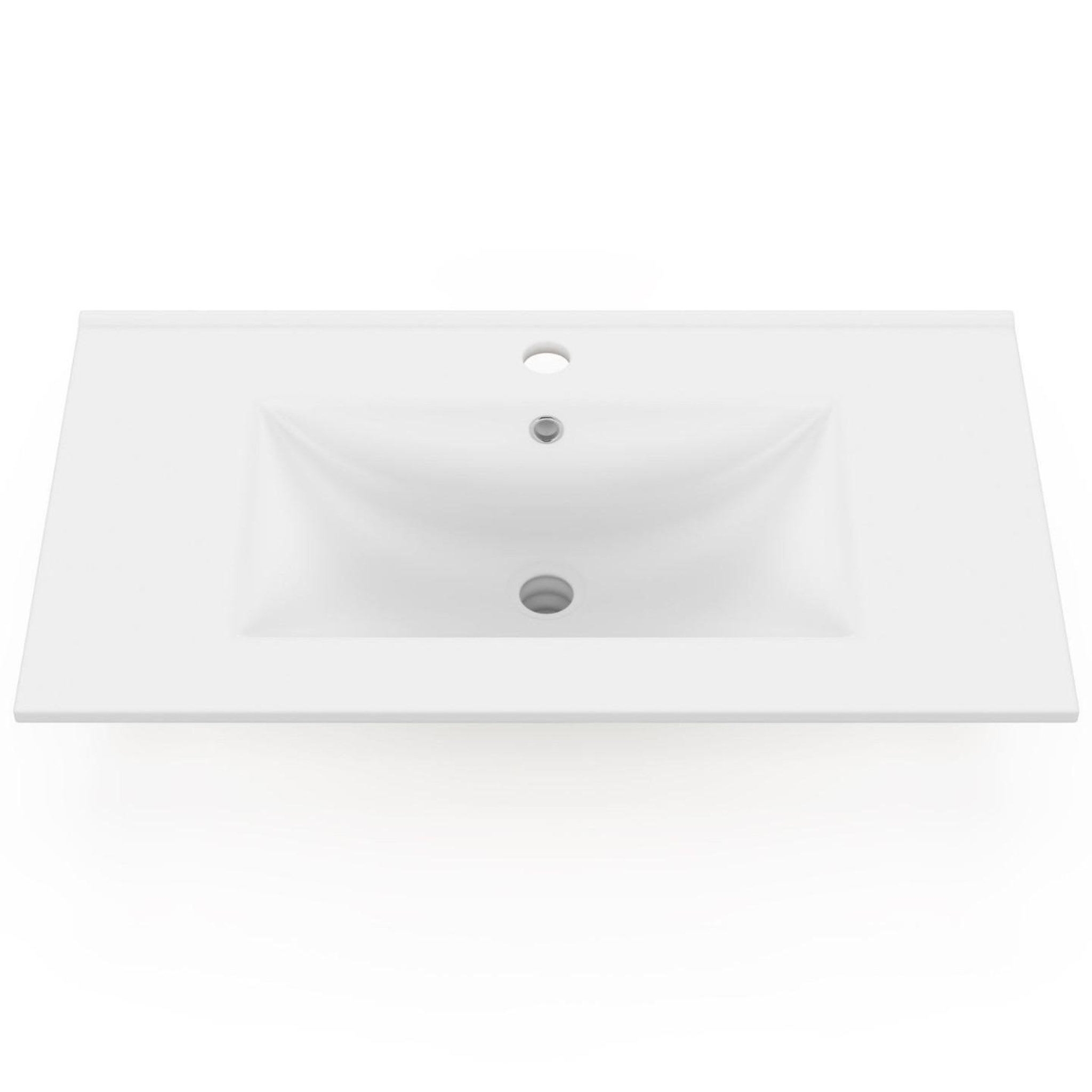 Voir la diapositive 3 : ID MARKET Vasque à encastrer rectangle en céramique blanche l. 81 x l. 46 x h. 17 cm