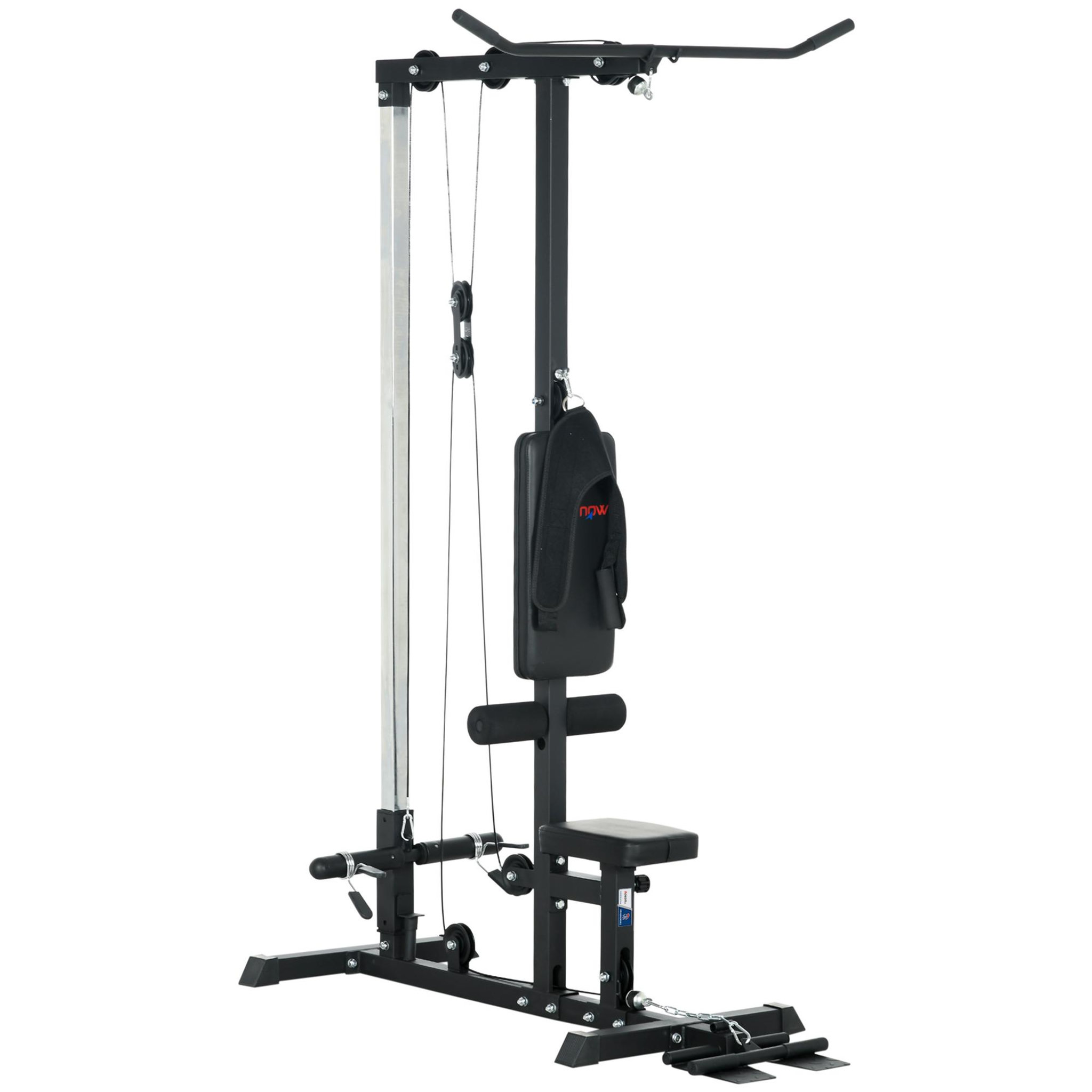 HOMCOM Station de musculation tirage poitrine - collaboration aosom.fr x ffhandball - bande de résistance, siège réglable - noir