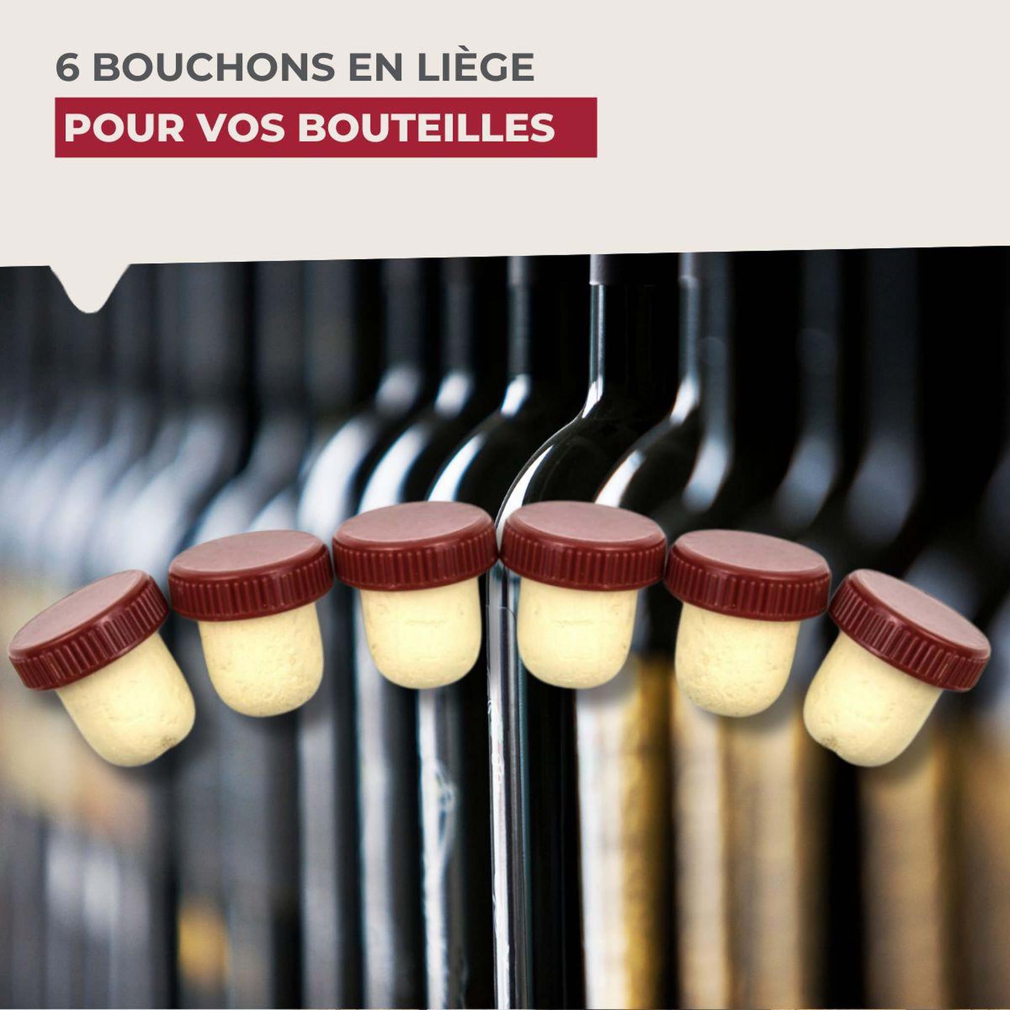 Voir la diapositive 2 : Fackelmann Lot de 6 bouchons de liège fackelmann bar concept