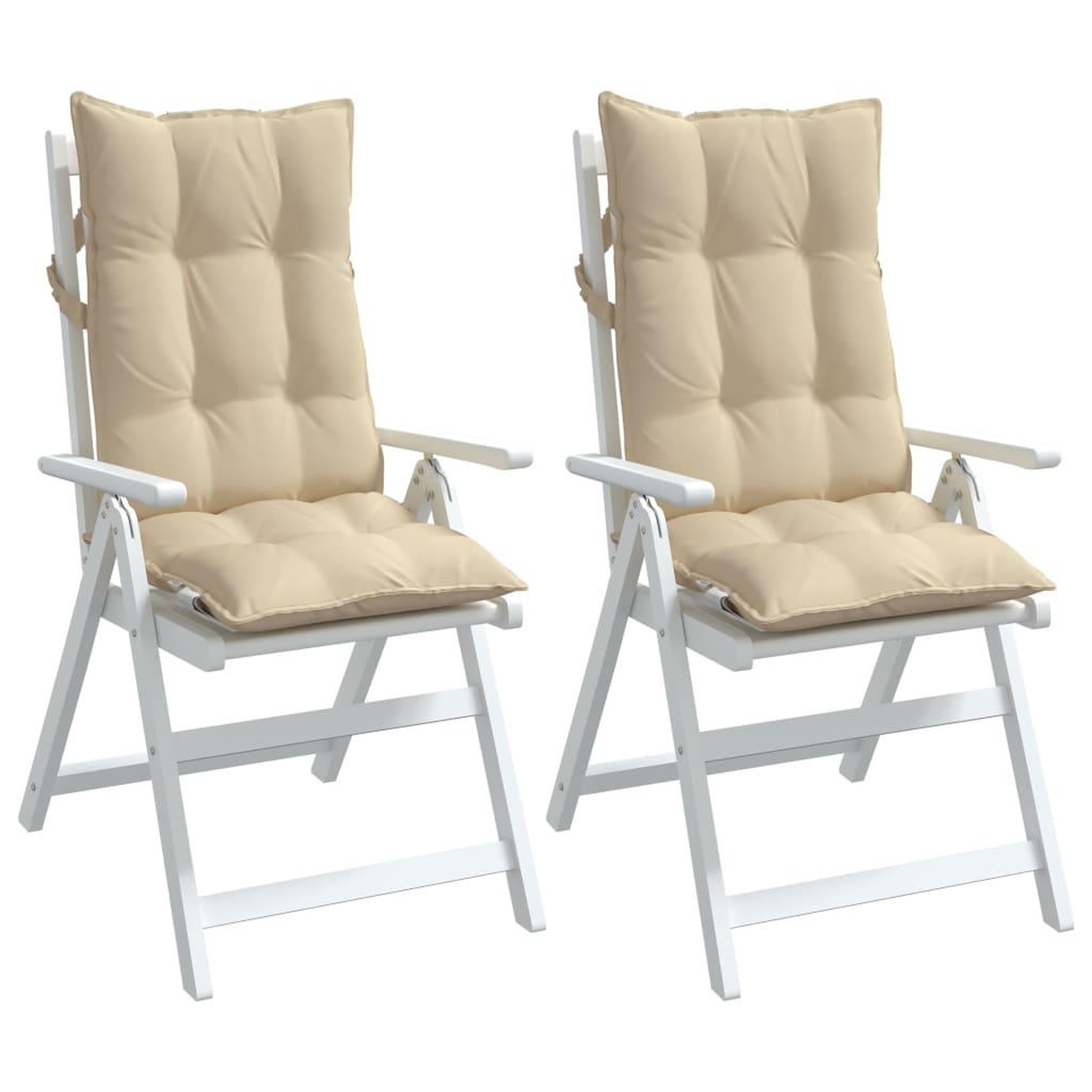 Voir la diapositive 4 : VIDAXL Coussins de chaise a dossier haut lot de 2 beige tissu oxford