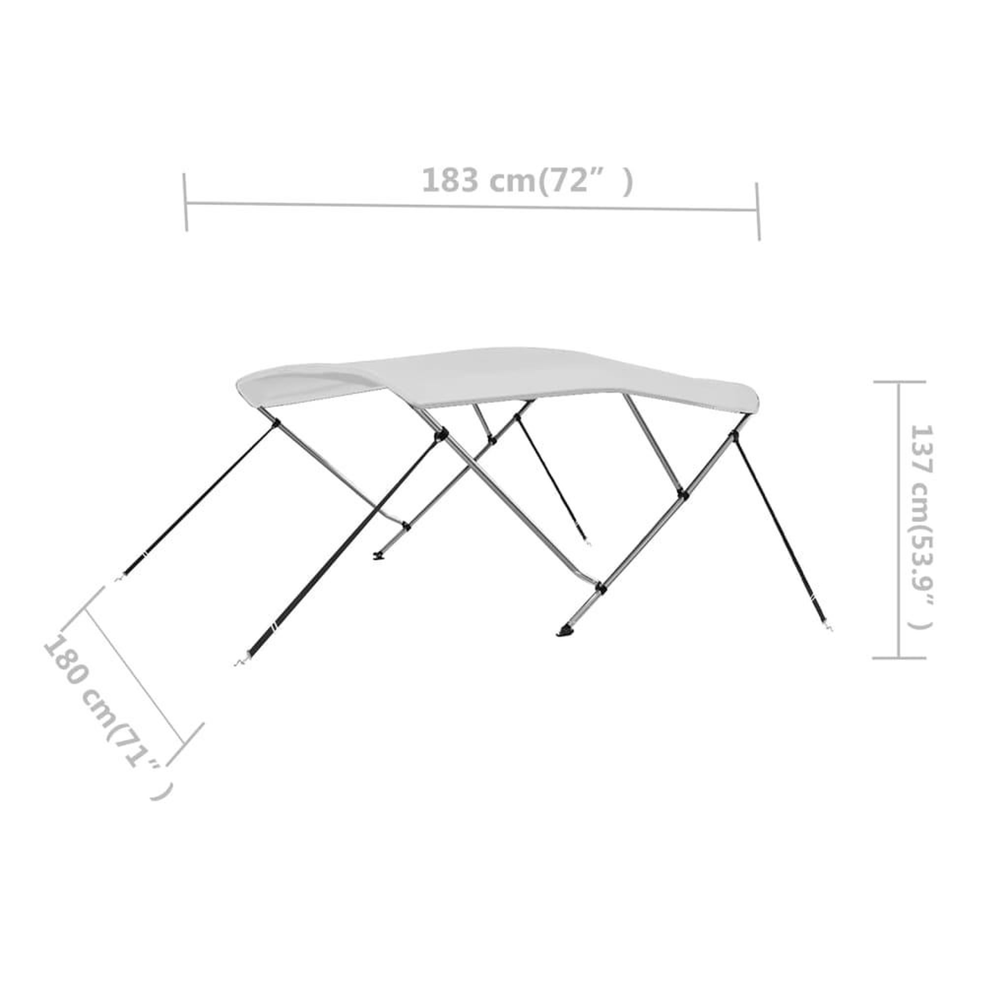 Voir la diapositive 6 : VIDAXL Auvent bimini a 3 arceaux Blanc 183x180x137 cm