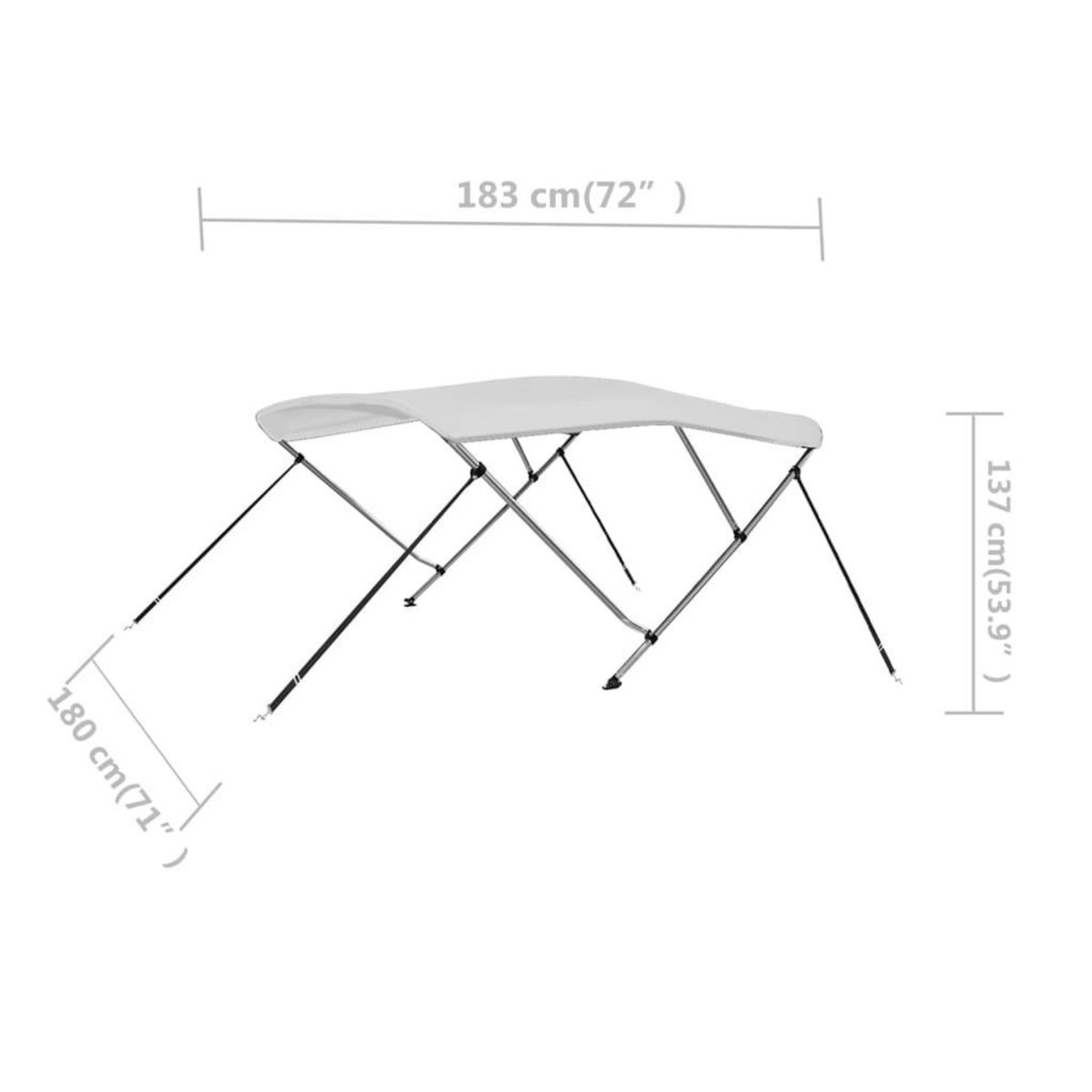 VIDAXL Auvent bimini a 3 arceaux Blanc 183x180x137 cm