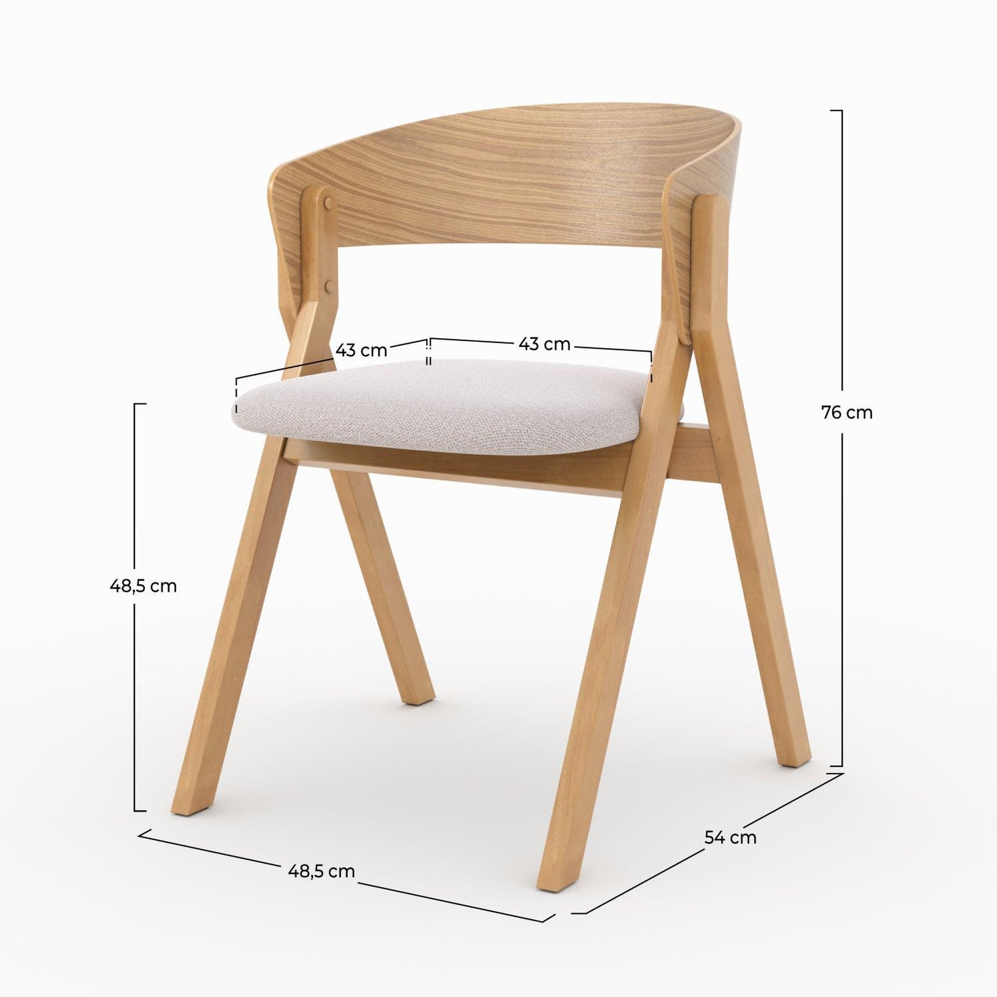 Voir la diapositive 4 : MAISON PAVANE Chaise en bois d'hévéa et tissu beige-héloïse