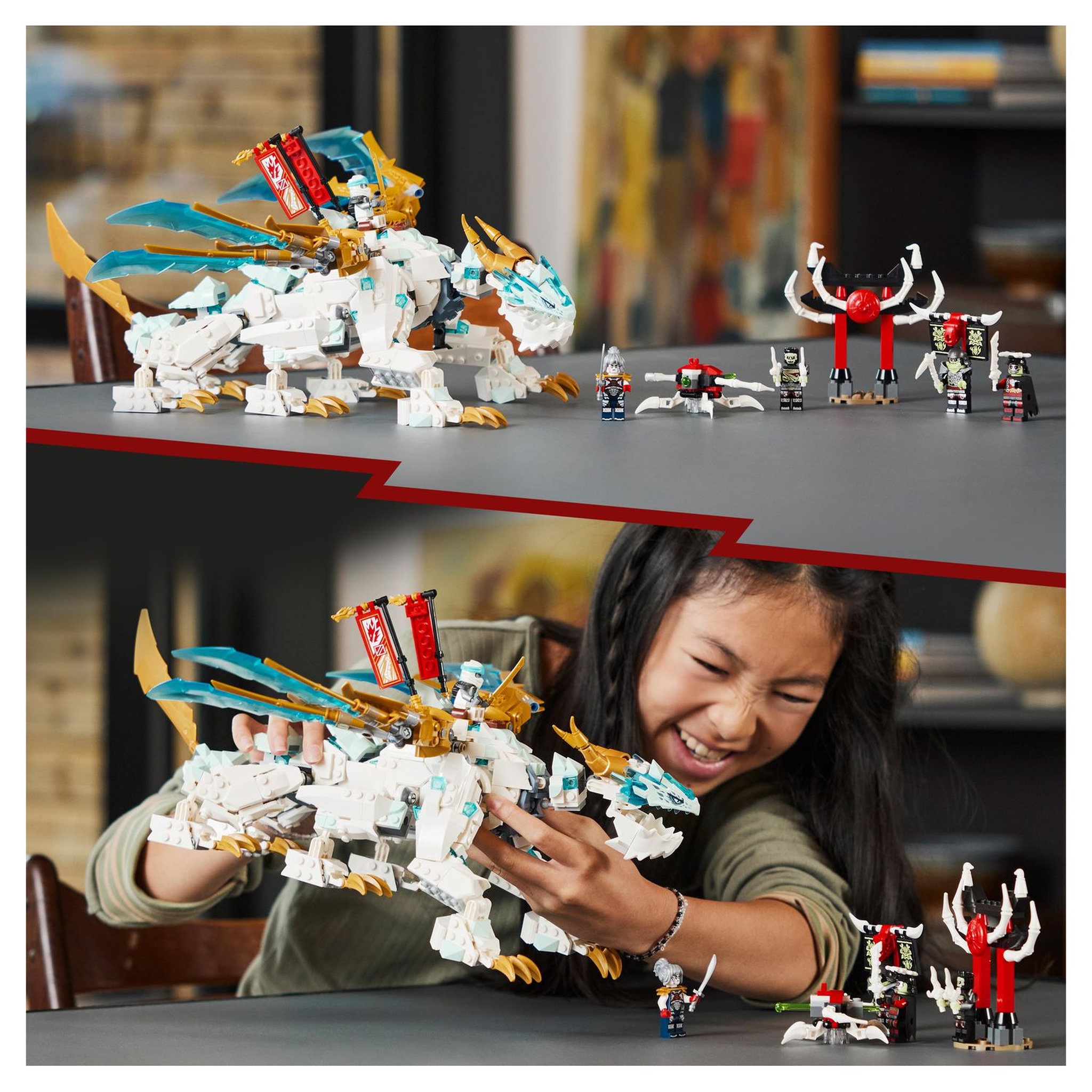 Voir la diapositive 8 : LEGO Ninjago 71786 La créature Dragon de glace de Zane, Jouet 2-en-1, Figurine de Dragon et Minifigurines