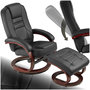 Voir la diapositive 1 : tectake Fauteuil relax pied rond avec repose-pieds noir/marron