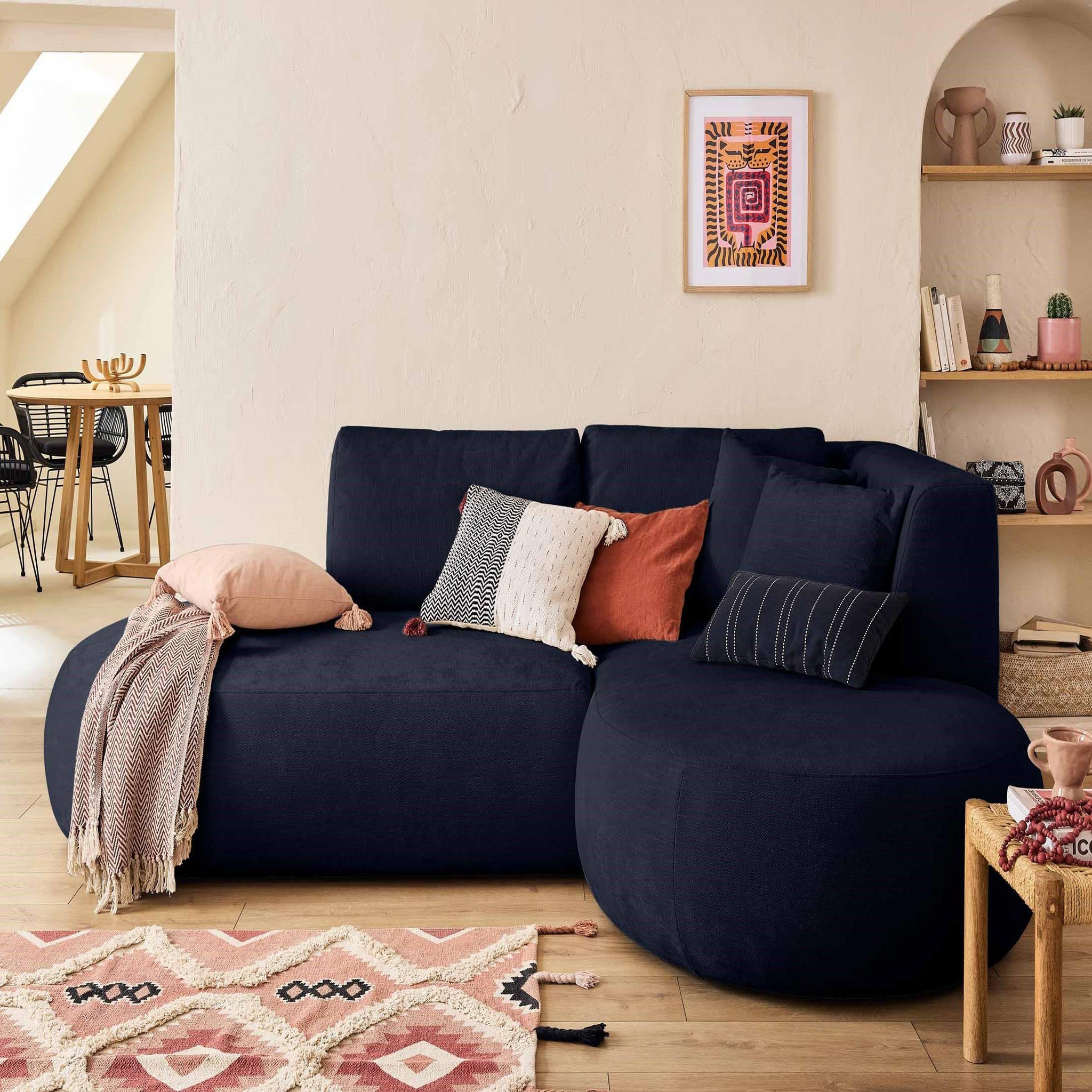 Voir la diapositive 2 : LISA DESIGN Santorini - module d'assise méridienne droit - en tissu texturé