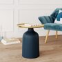 Voir la diapositive 2 : Rendez vous déco Table d'appoint ronde en métal bleu et laiton D45 cm - Lyne