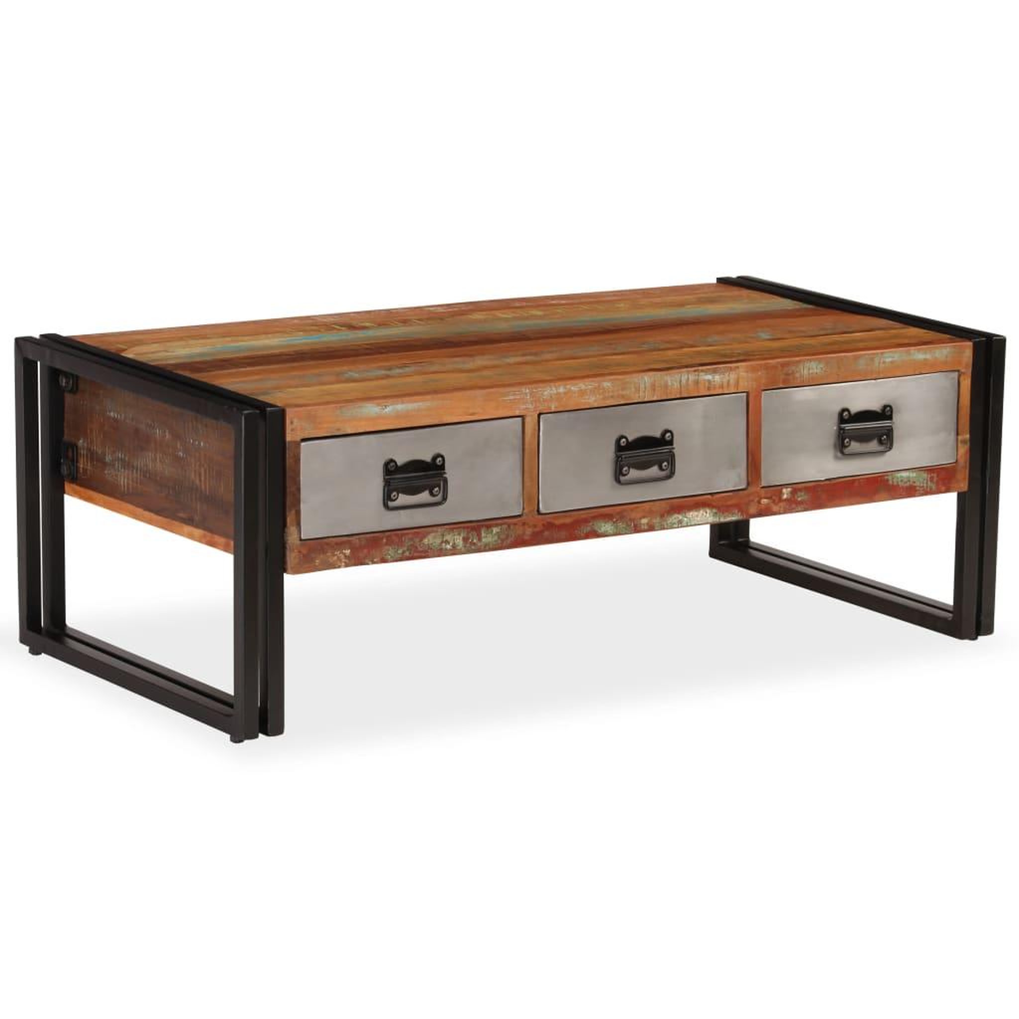 VIDAXL Table basse avec 3 tiroirs bois de recuperation 100x50x35 cm