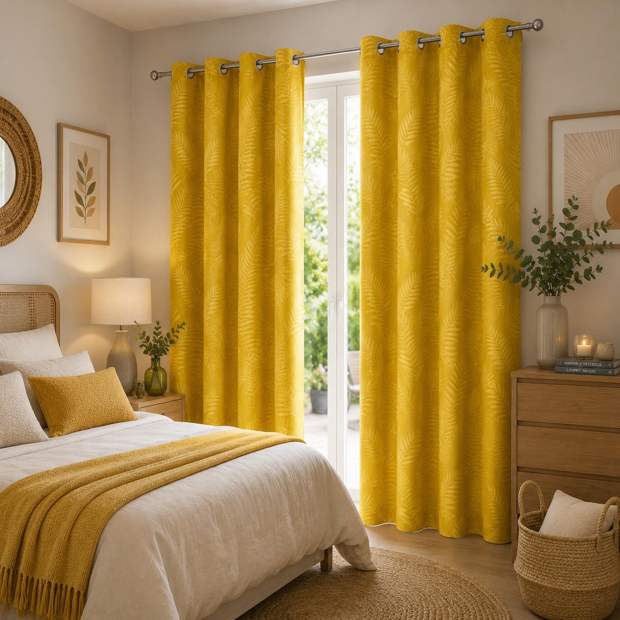 Voir la diapositive 2 : Eden Rideau a oeillets 140x240cm tropicaline jaune