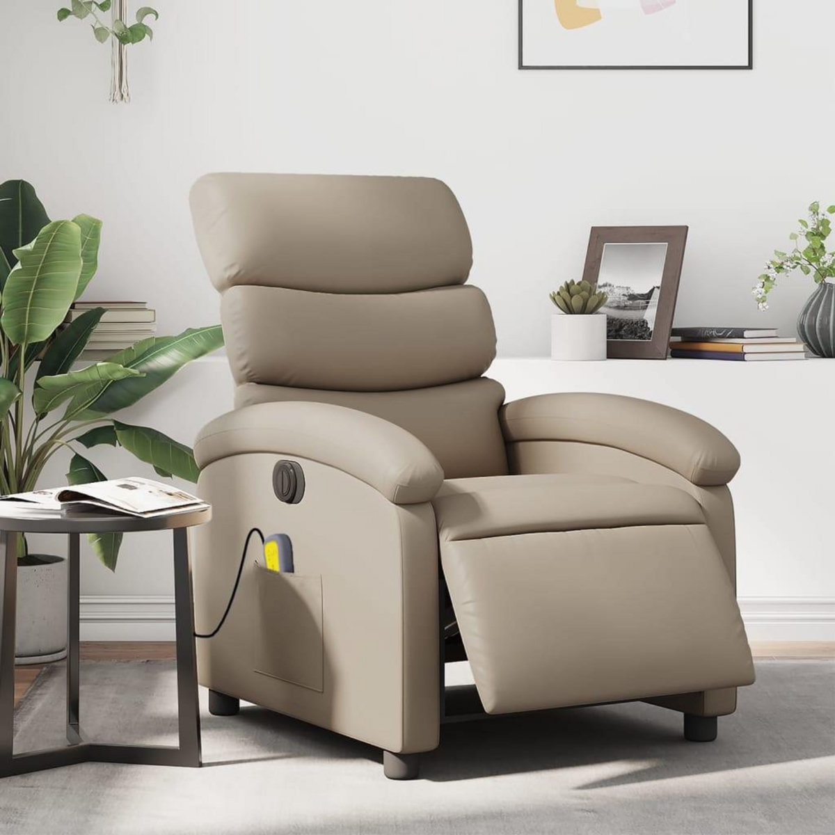 VIDAXL Fauteuil de massage inclinable electrique cappuccino similicuir