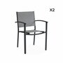  Lot de 2 fauteuils de jardin empilables aluminium et textilène P56xL57xH85cm