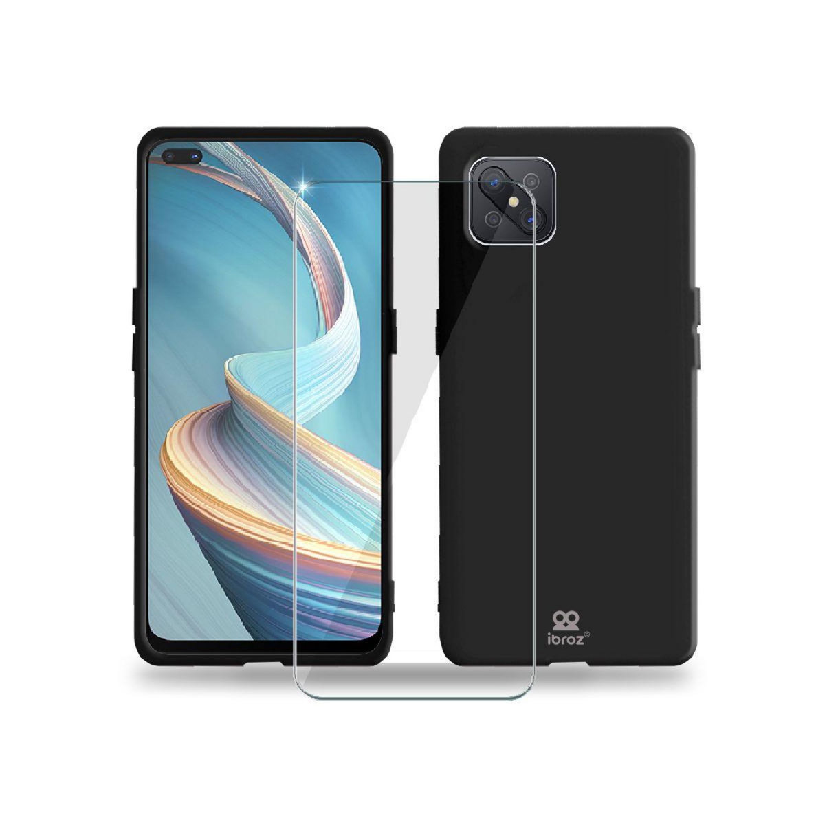 IBROZ Coque Oppo Reno 4Z Coque noir + Verre trempé