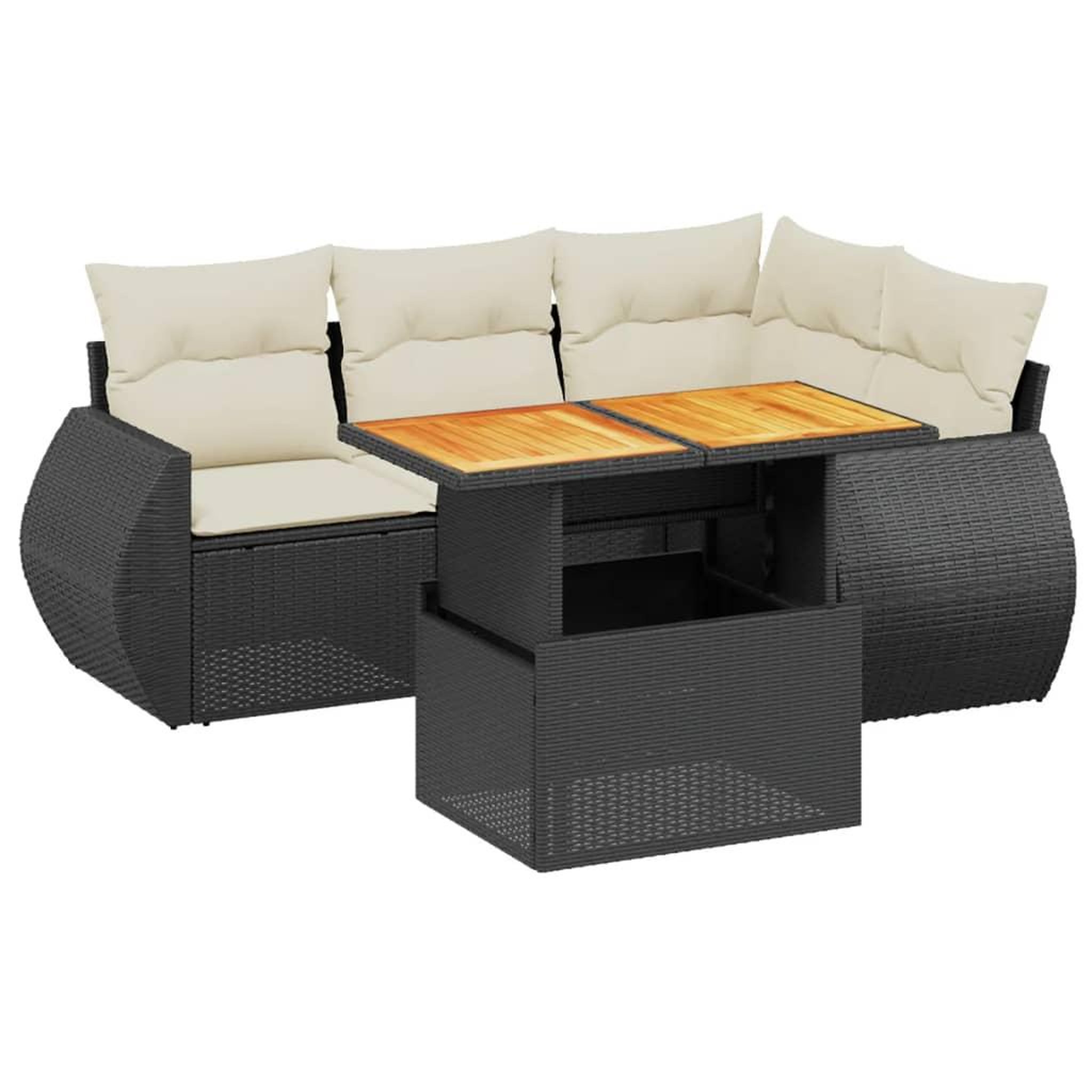 Voir la diapositive 2 : VIDAXL Salon de jardin 5 pcs avec coussins noir resine tressee