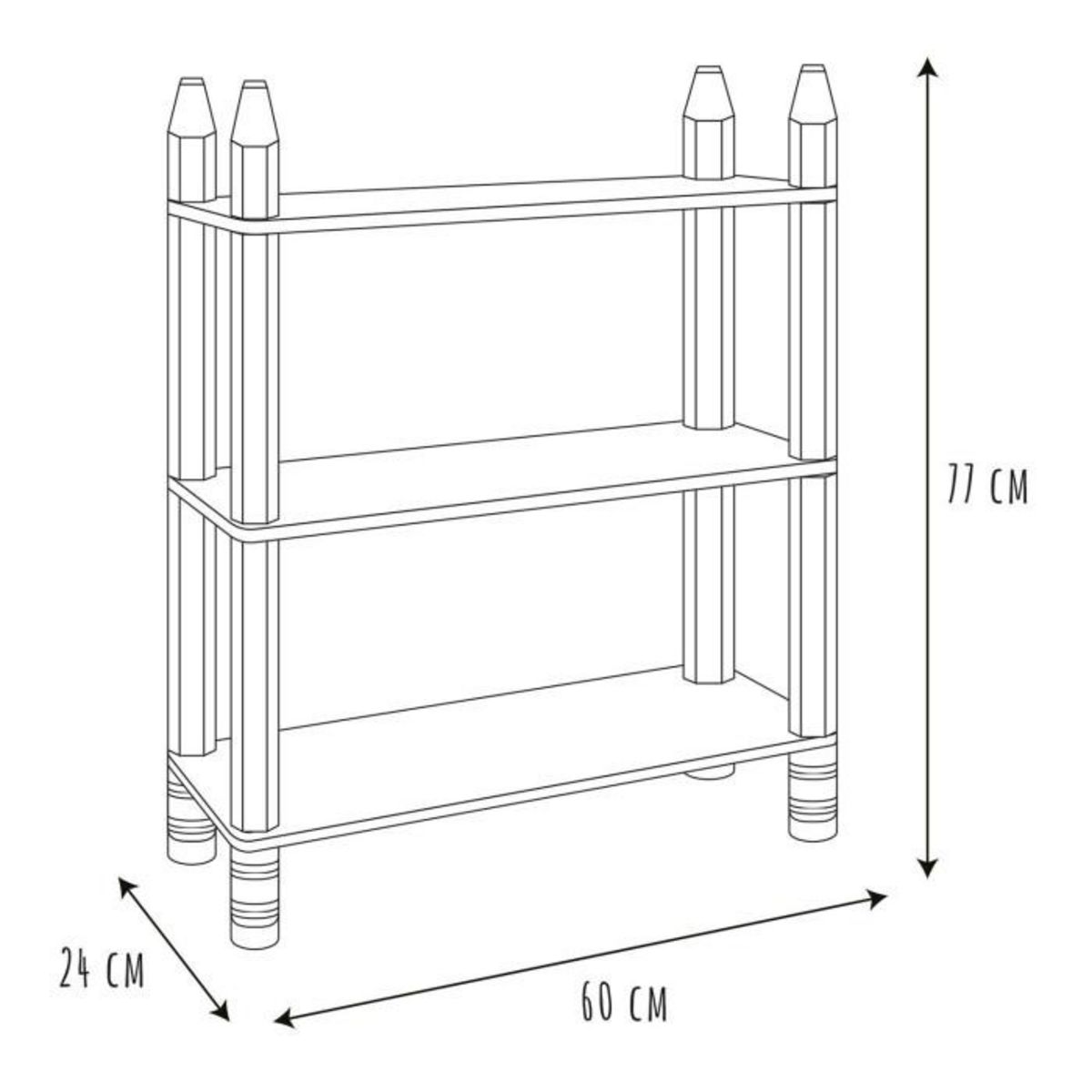 Paris Prix Étagère 3 Niveaux Enfant  Crayon  77cm Blanc & Beige
