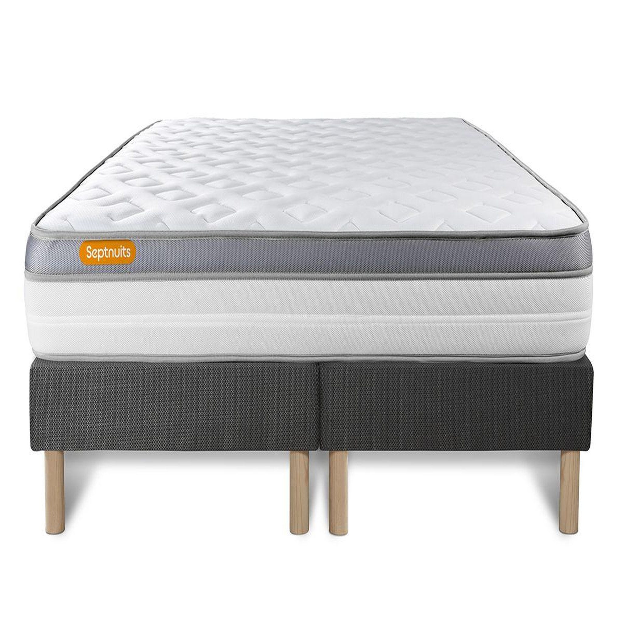 Voir la diapositive 2 : SEPTNUITS Matelas + double sommier gris Memo Zen Mousse à mémoire de forme 5 zones de confort MAXI épaisseur