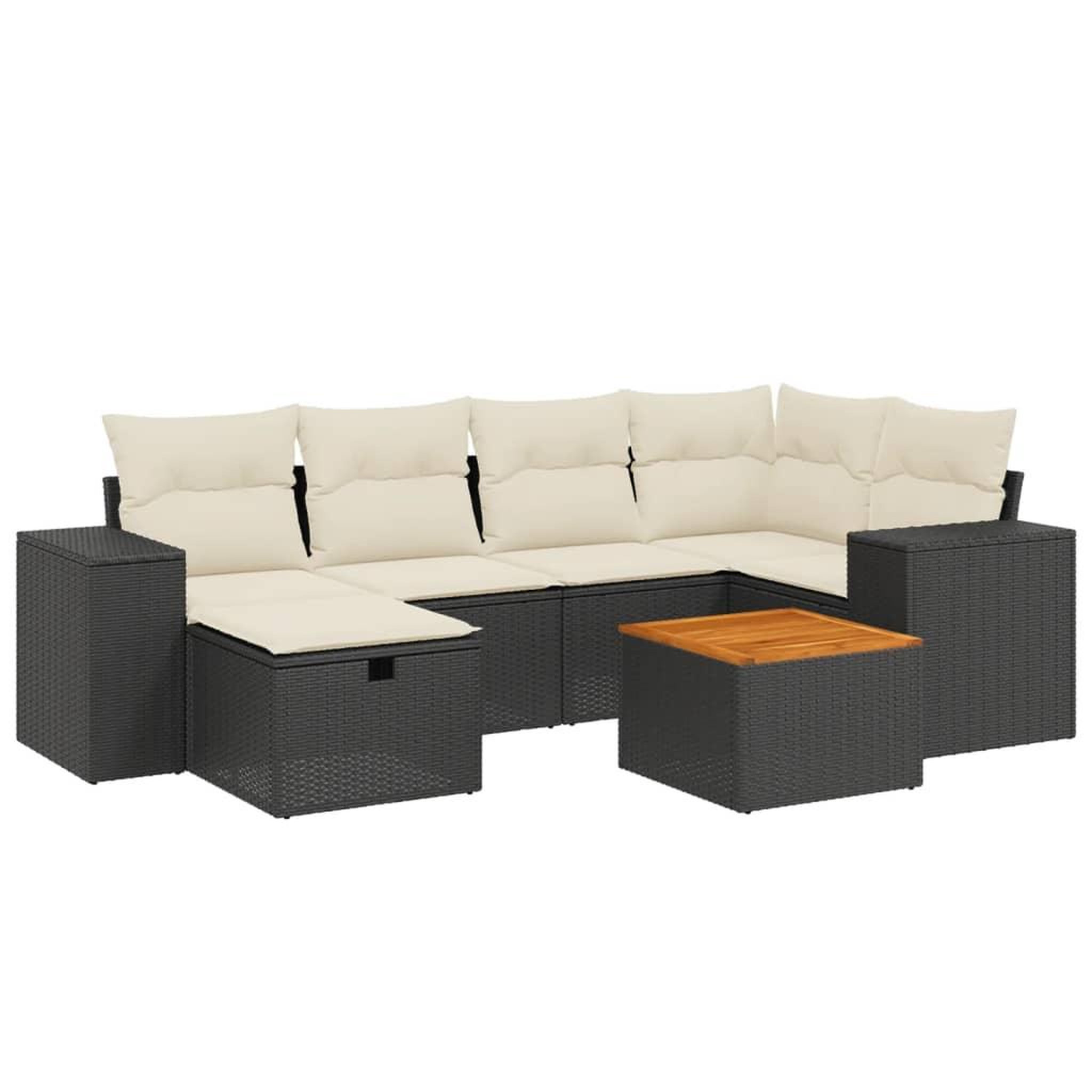 Voir la diapositive 2 : VIDAXL Salon de jardin 7 pcs avec coussins noir resine tressee