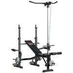 HOMCOM Banc de musculation complet multifonction réglable - poulie, support haltères, écarté pectoraux, banc - noir