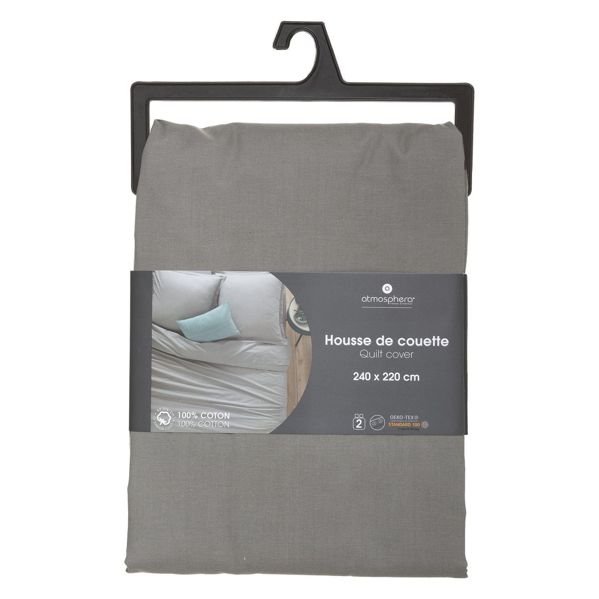 Voir la diapositive 1 : ATMOSPHERA Housse de couette 2 places en coton fermeture boutons
