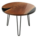Paris Prix Table d'Appoint Ronde en Bois  Douglas  38cm Naturel & Noir