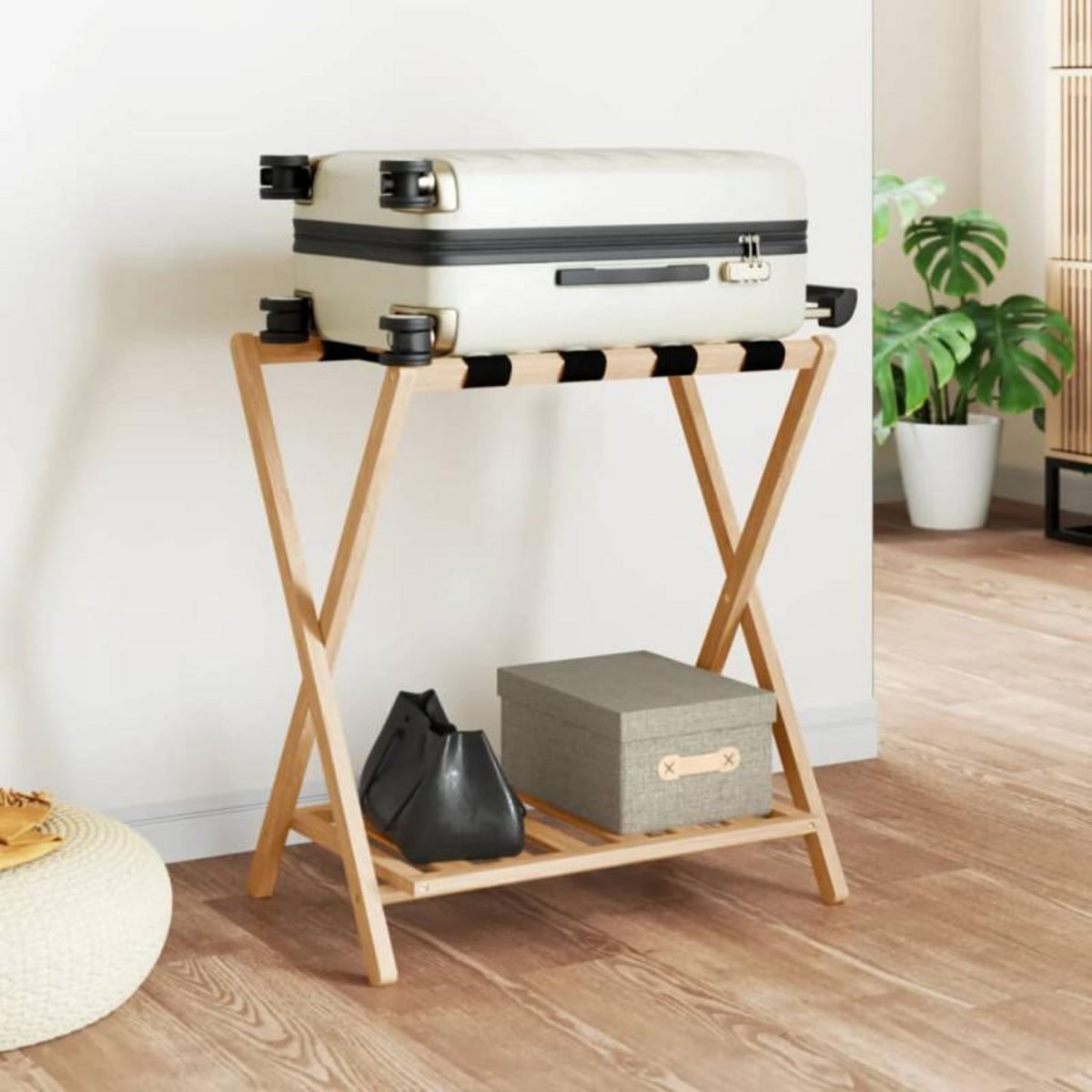 VIDAXL Porte bagages 68x38x58 cm bambou