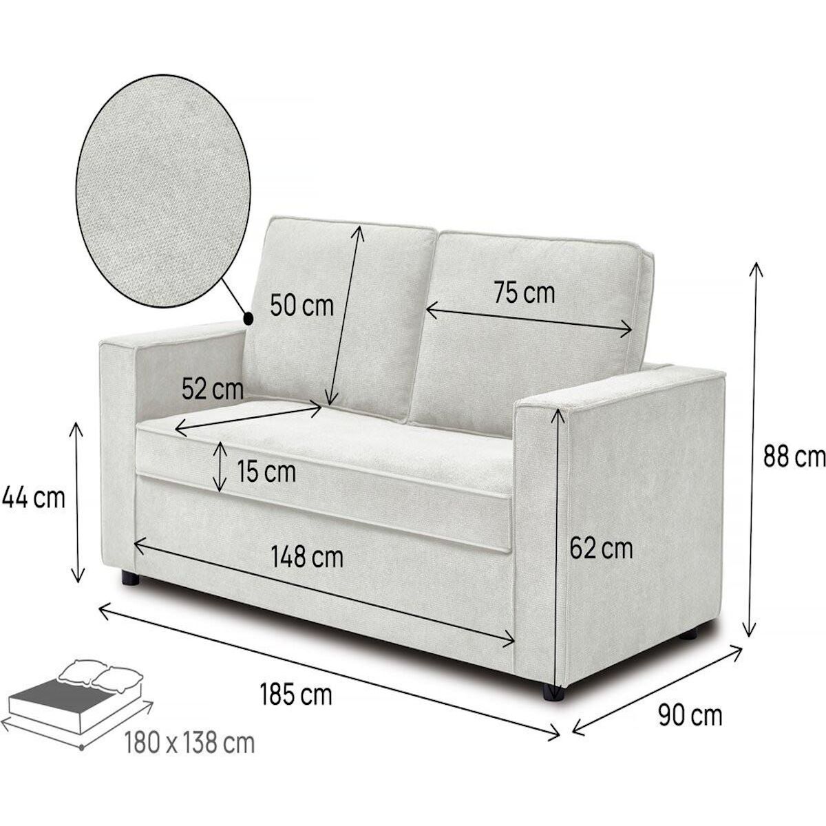 Habitat et Jardin Canapé convertible express en tissu  Clara  - 185 x 90 x 88 cm - Beige