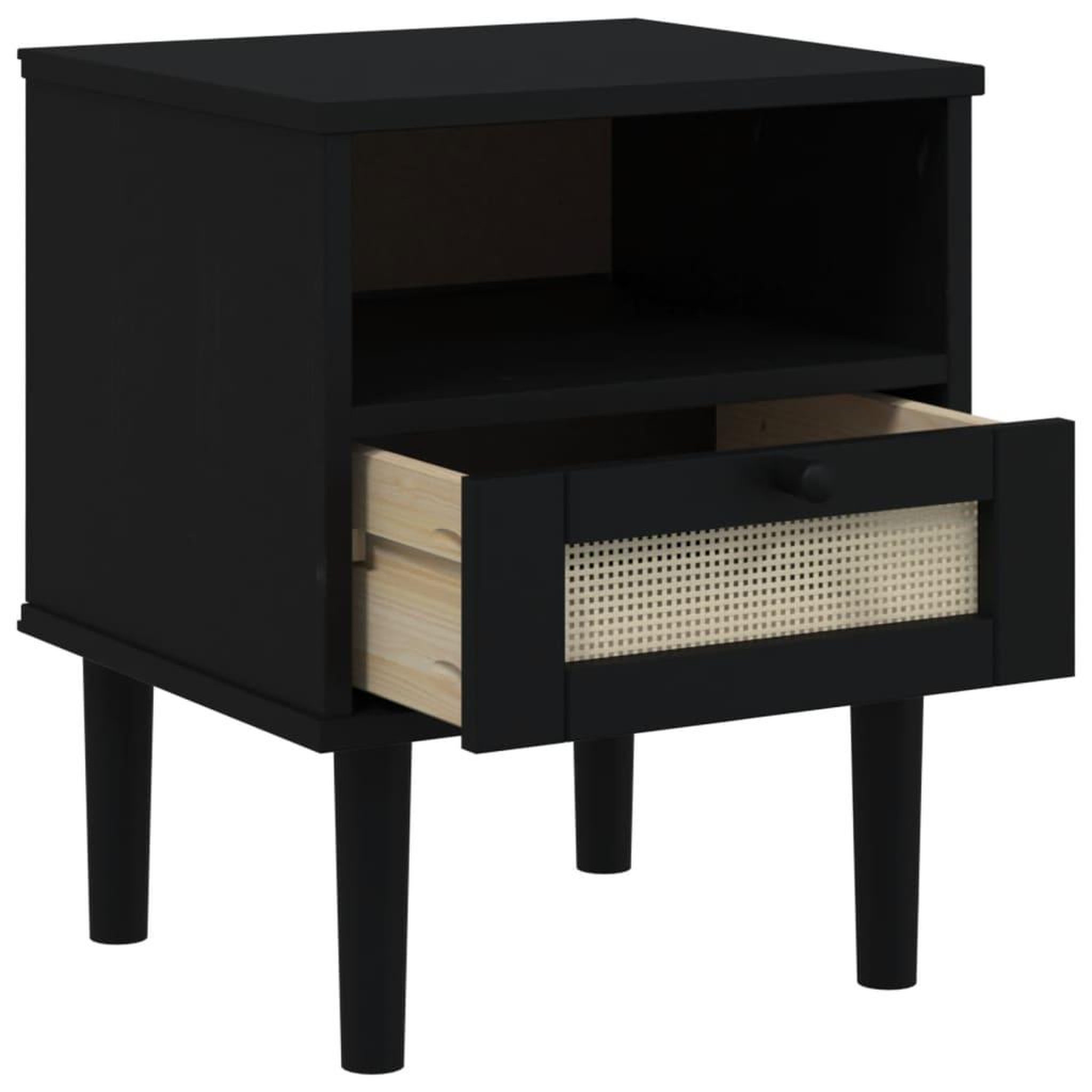 Voir la diapositive 5 : VIDAXL Table de chevet SENJA aspect de rotin noir bois de pin massif