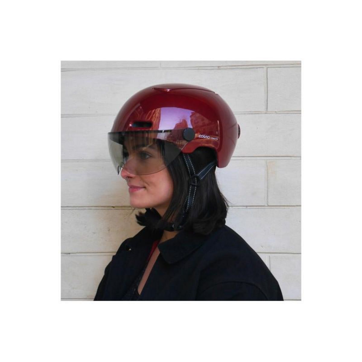 COSMO CONNECTED Casque vélo Cosmo Connected Fusion+ Rouge Brillant Metallise