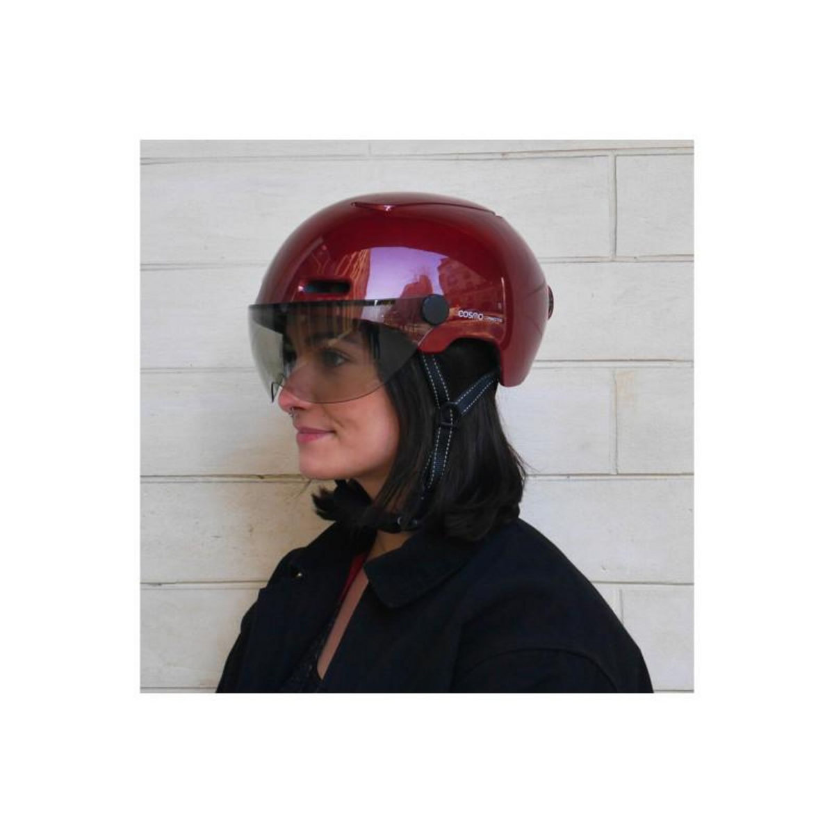 COSMO CONNECTED Casque vélo Cosmo Connected Fusion+ Rouge Brillant Metallise