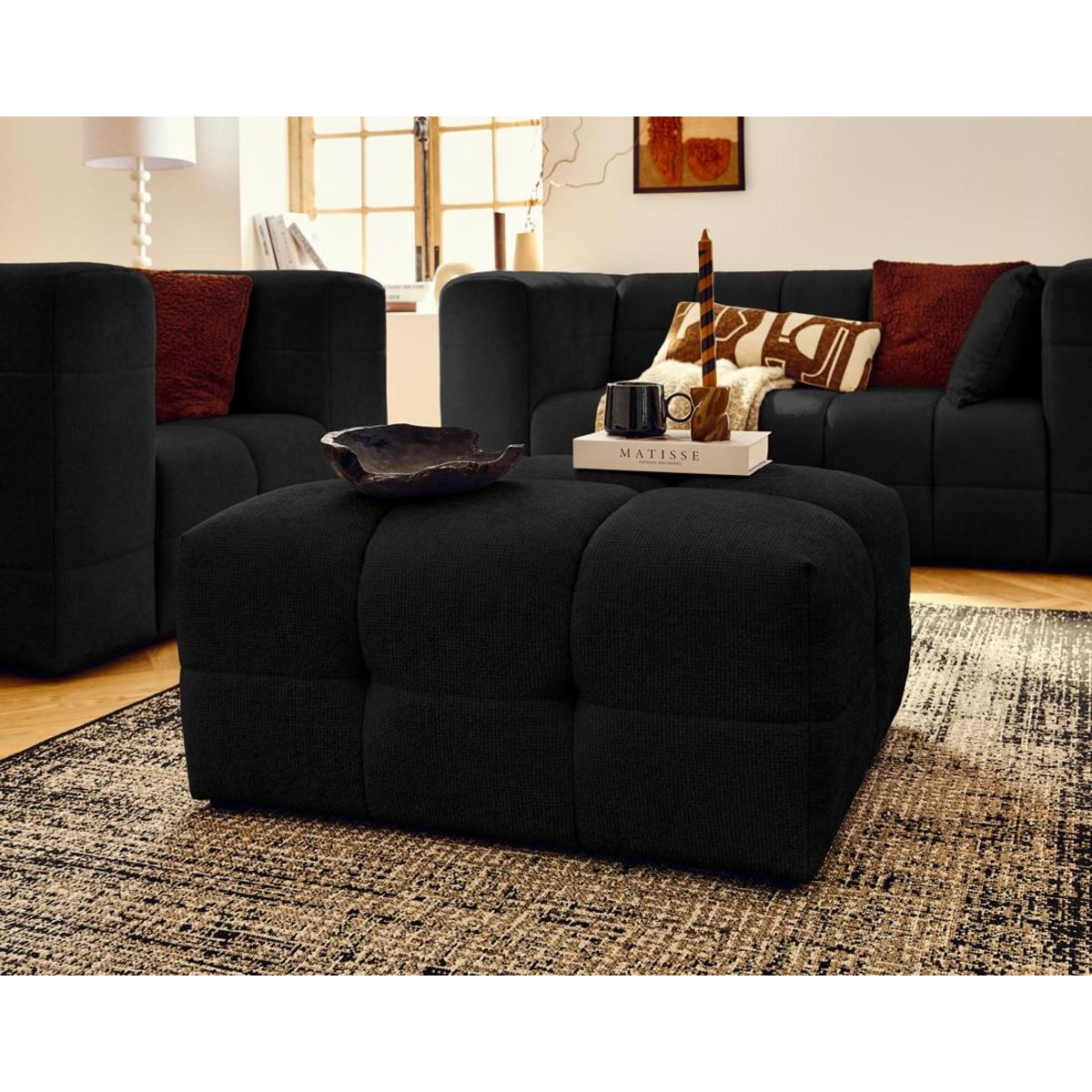 LISA DESIGN Suzano - pouf en tissu texturé