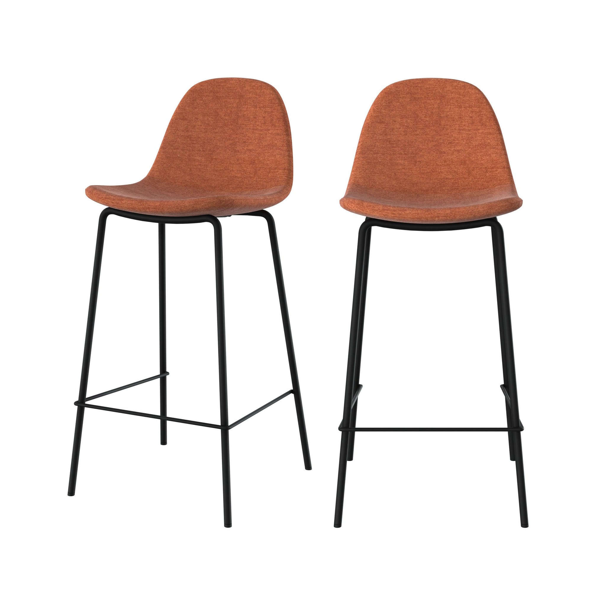 MAISON PAVANE Lot de 2 chaises pour îlot central en tissu terracotta 65,5 cm-henrik