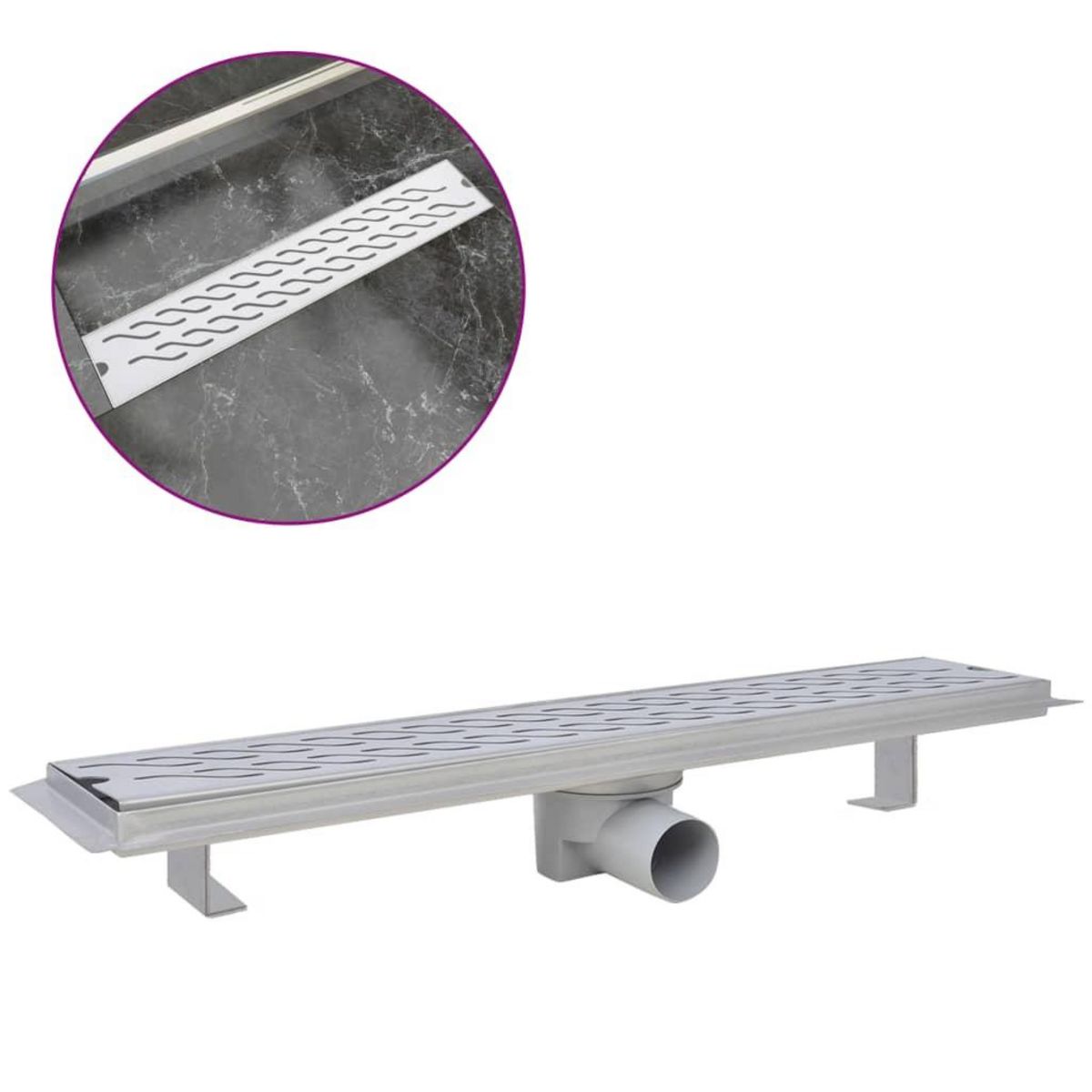 VIDAXL Drain de douche lineaire 630 x 140 mm Acier inoxydable