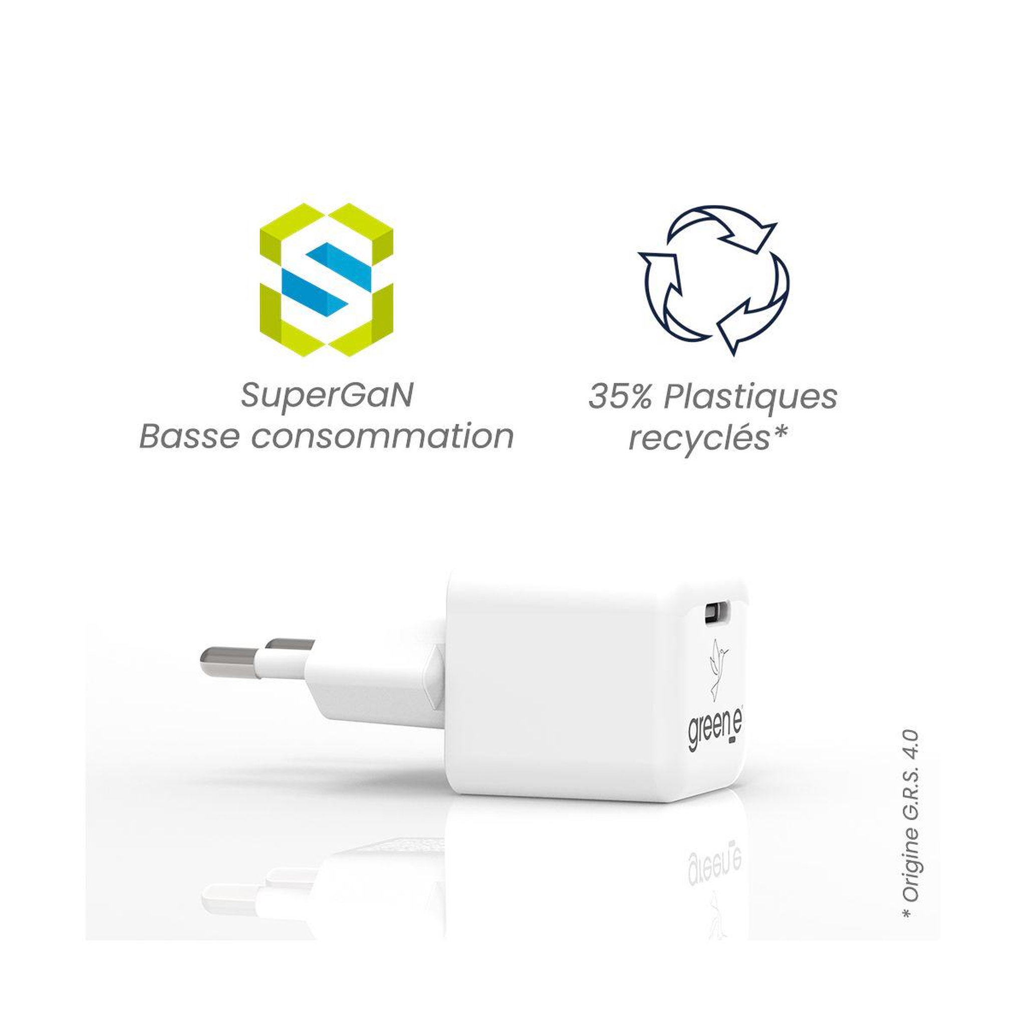 Voir la diapositive 4 : GREEN E Chargeur usb-c 30w blanc origine france garantie
