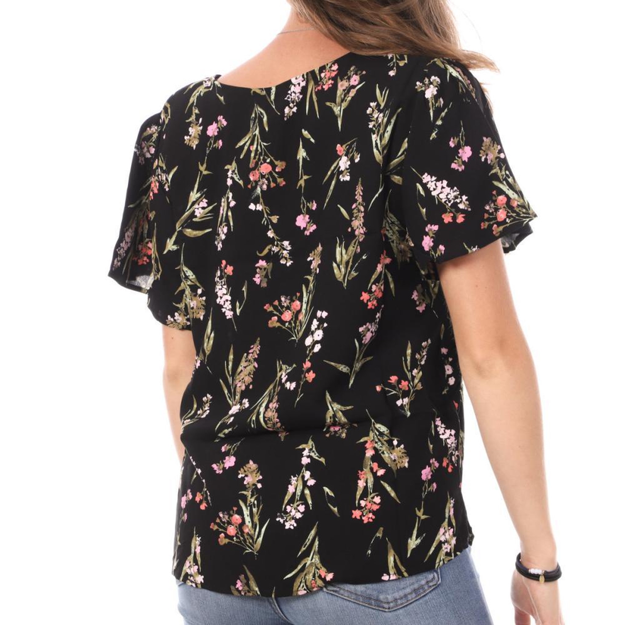 Voir la diapositive 2 : Vero Moda Top Imprimé Noir/Rose Femme Vero Moda Swf