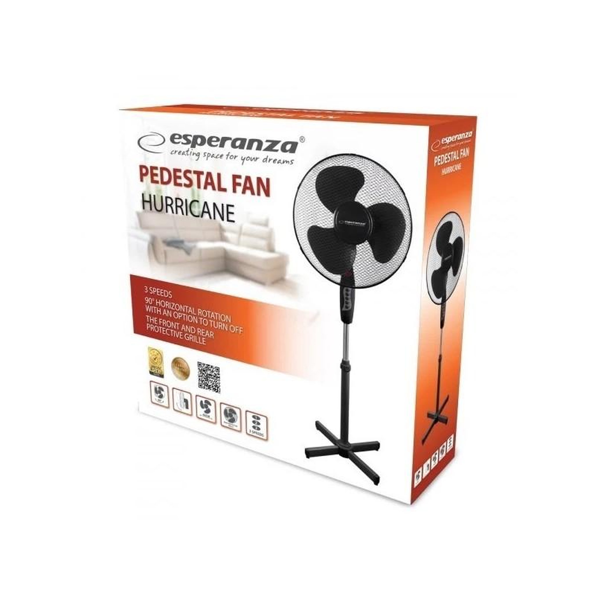 Voir la diapositive 3 : ESPERANZA Ventilateur Sur Pied 3 Vitesses Ehf001kk Esperanza