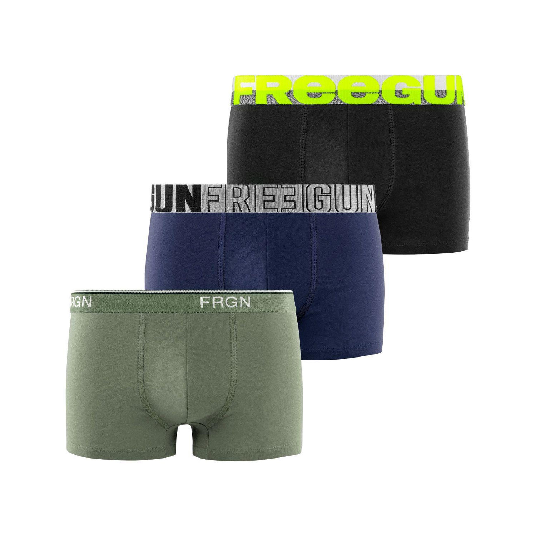 Voir la diapositive 2 : FREEGUN Pack Surprise de 3 Boxers coton homme