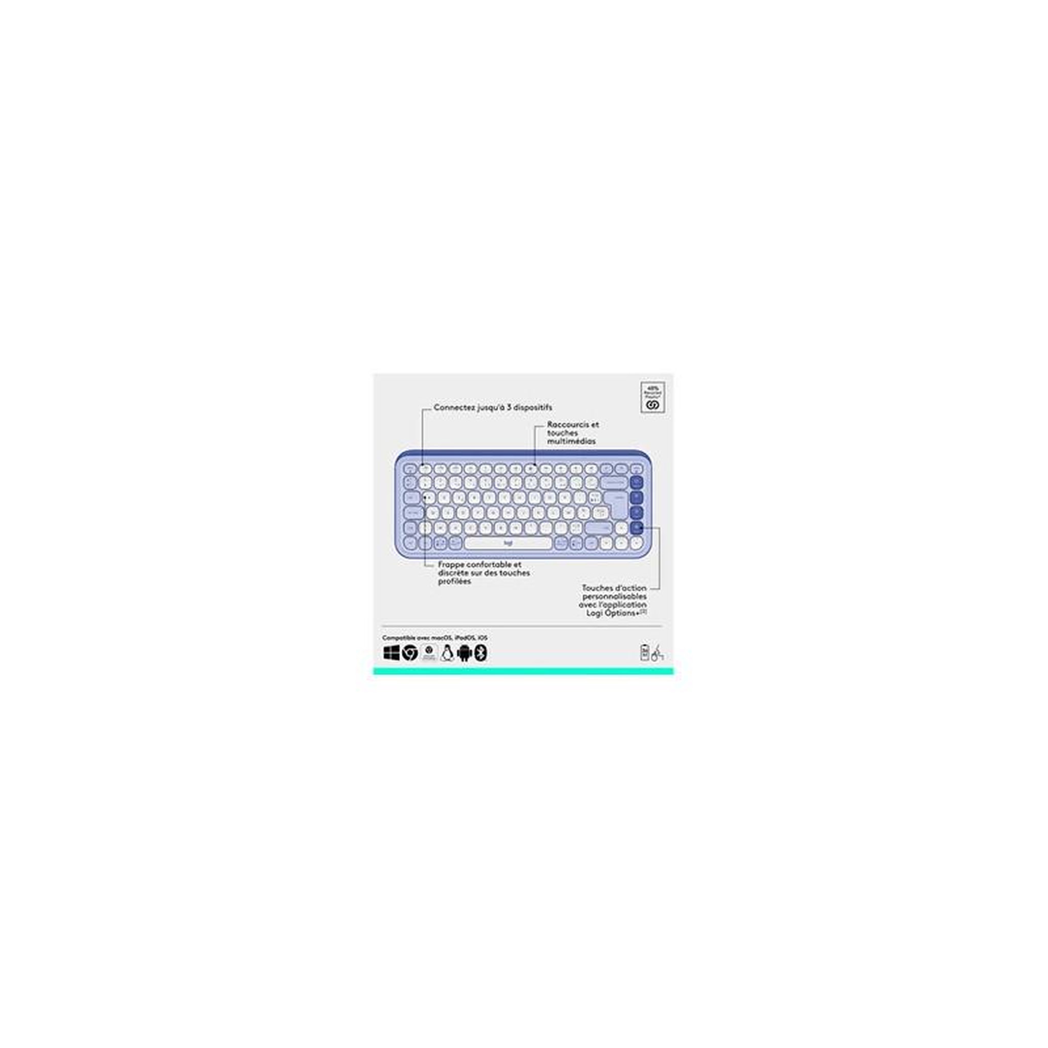 Voir la diapositive 5 : Logitech Ensemble clavier et souris Logitech POP ICON COMBO, ensemble clavier et souris Bluetooth