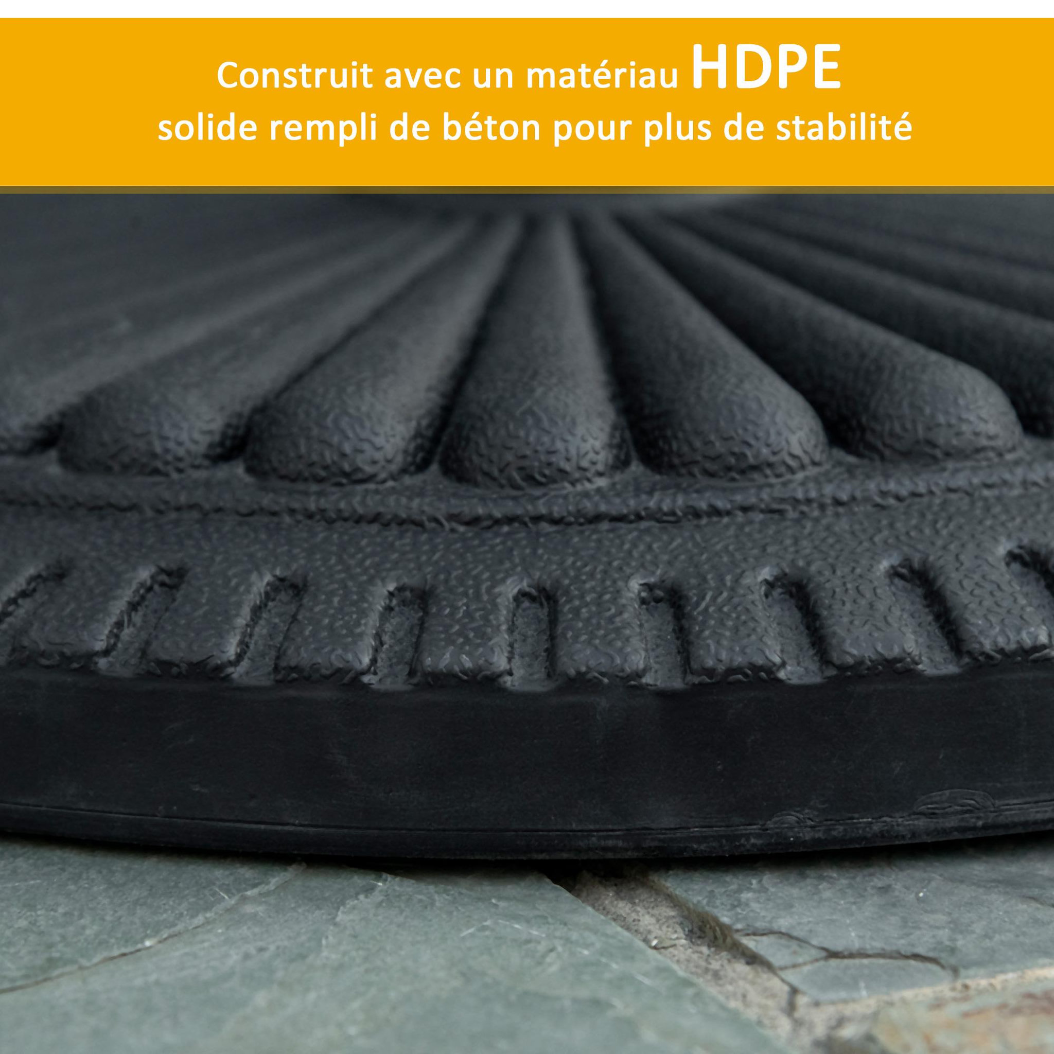 Voir la diapositive 5 : OUTSUNNY Pied de parasol base de lestage parasol rond ciment HDPE motif rosace Ø 49 cm poids net 15 Kg noir