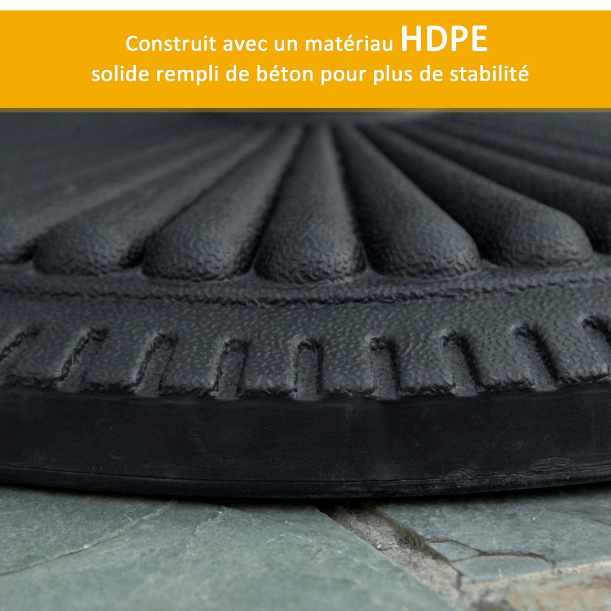 OUTSUNNY Pied de parasol base de lestage parasol rond ciment HDPE motif rosace Ø 49 cm poids net 15 Kg noir