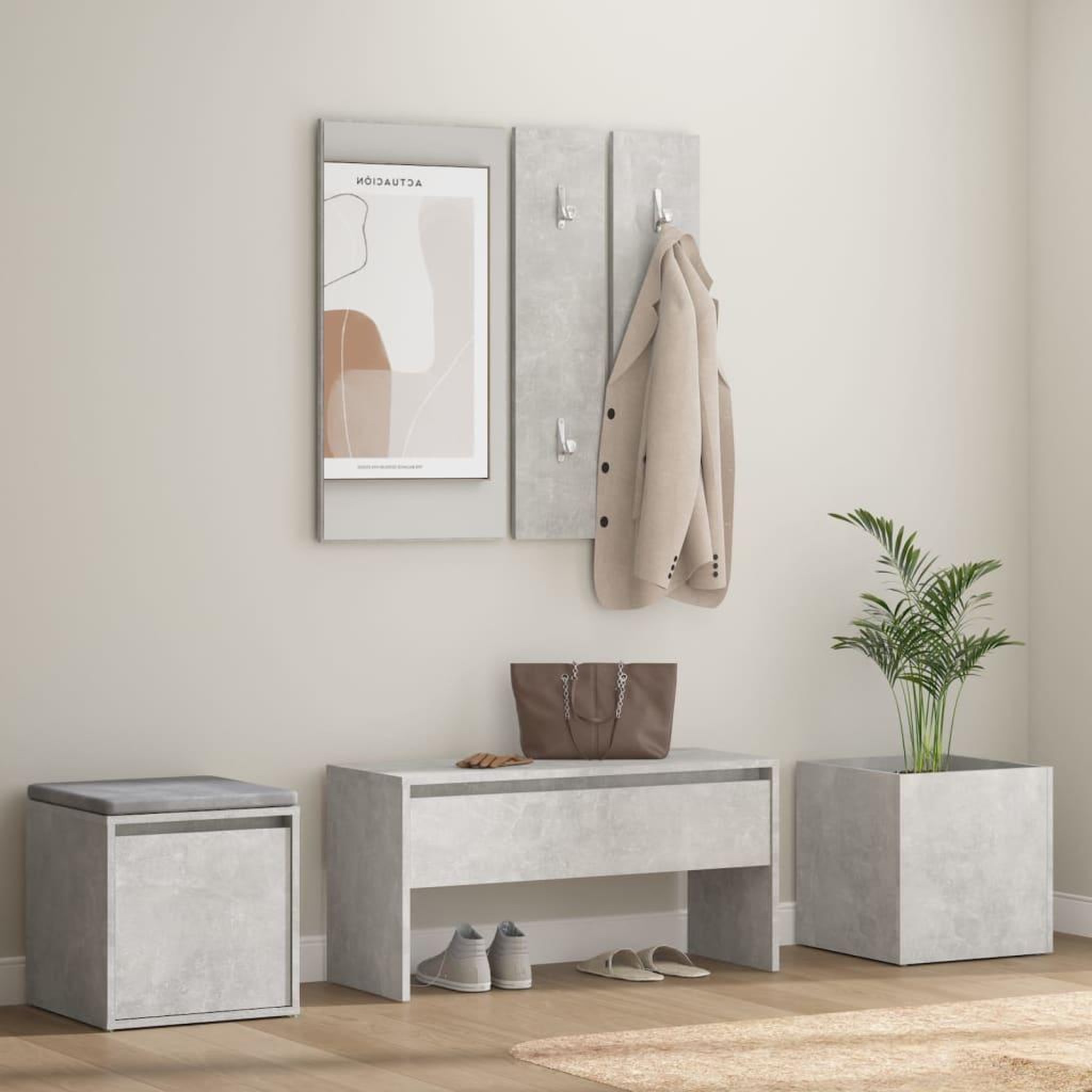 VIDAXL Ensemble de meubles de couloir Gris beton Bois d'ingenierie