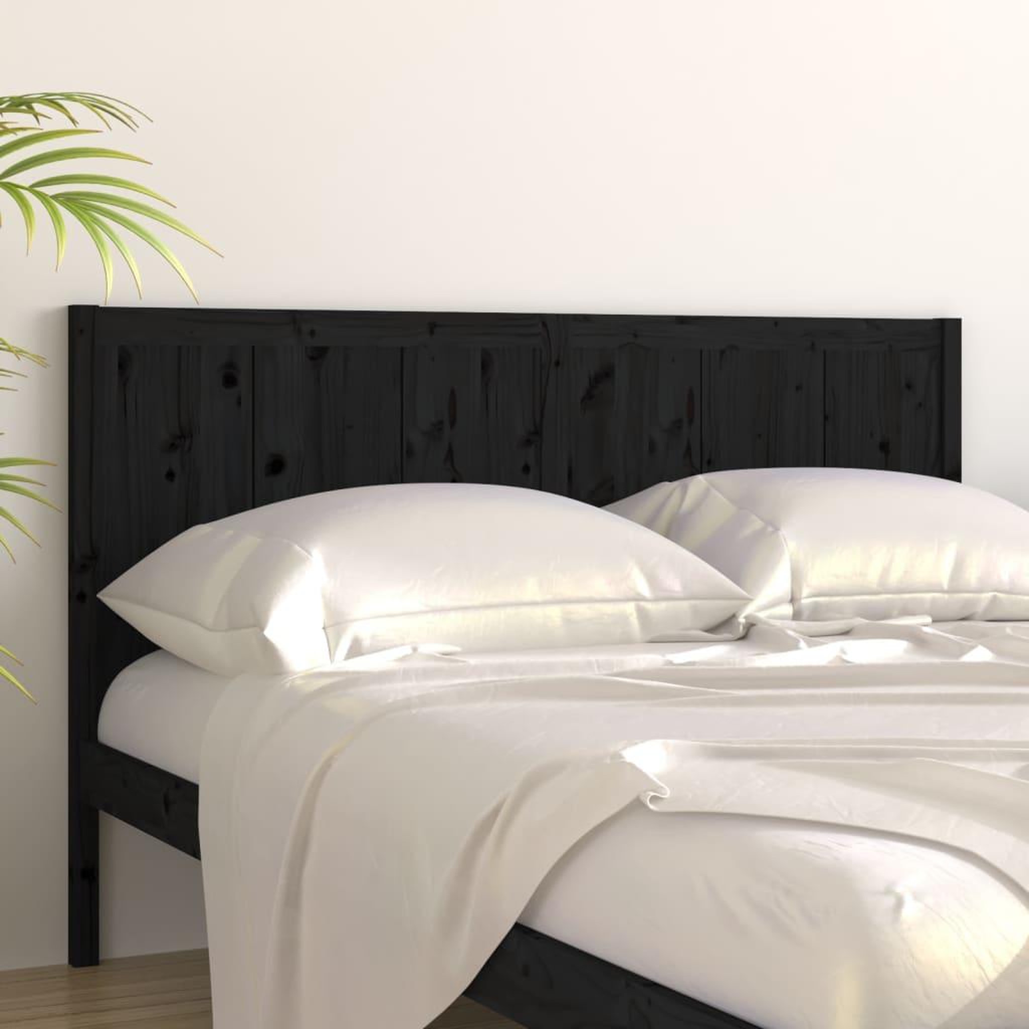 Voir la diapositive 3 : VIDAXL Tete de lit Noir 125,5x4x100 cm Bois massif de pin