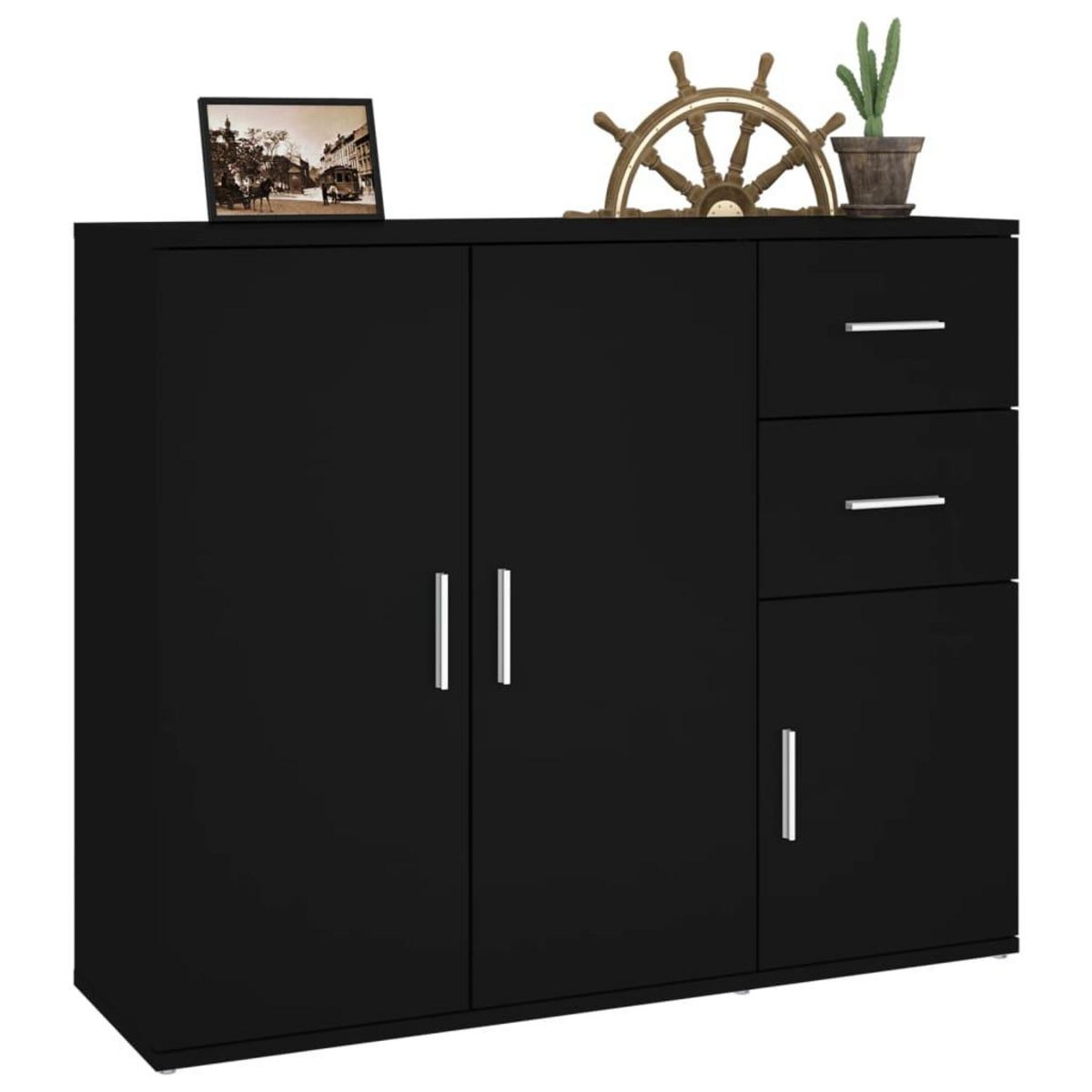 VIDAXL Buffet Noir 91x29,5x75 cm Bois d'ingenierie